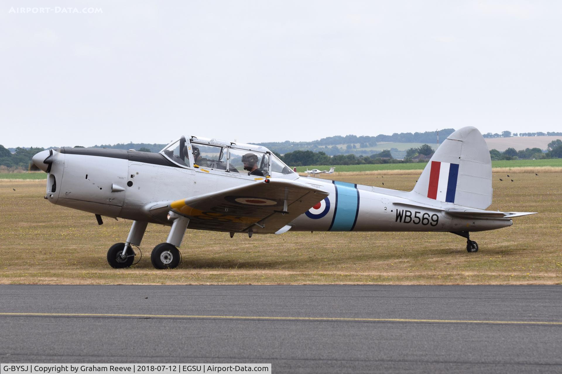 G-BYSJ, 1950 De Havilland DHC-1 Chipmunk T.10 C/N C1/0021, about to depart from Duxford,