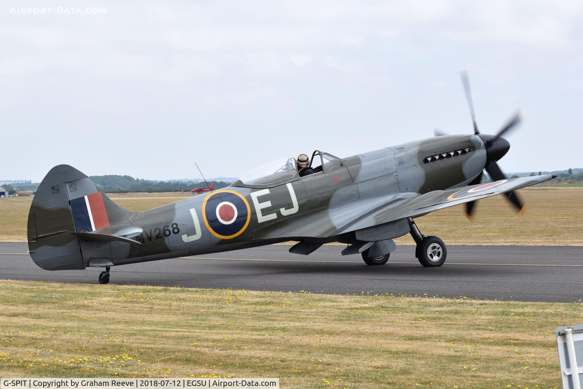 G-SPIT, 1944 Supermarine 379 Spitfire FR.XIV C/N 6S/649205, about to depart from Duxford.