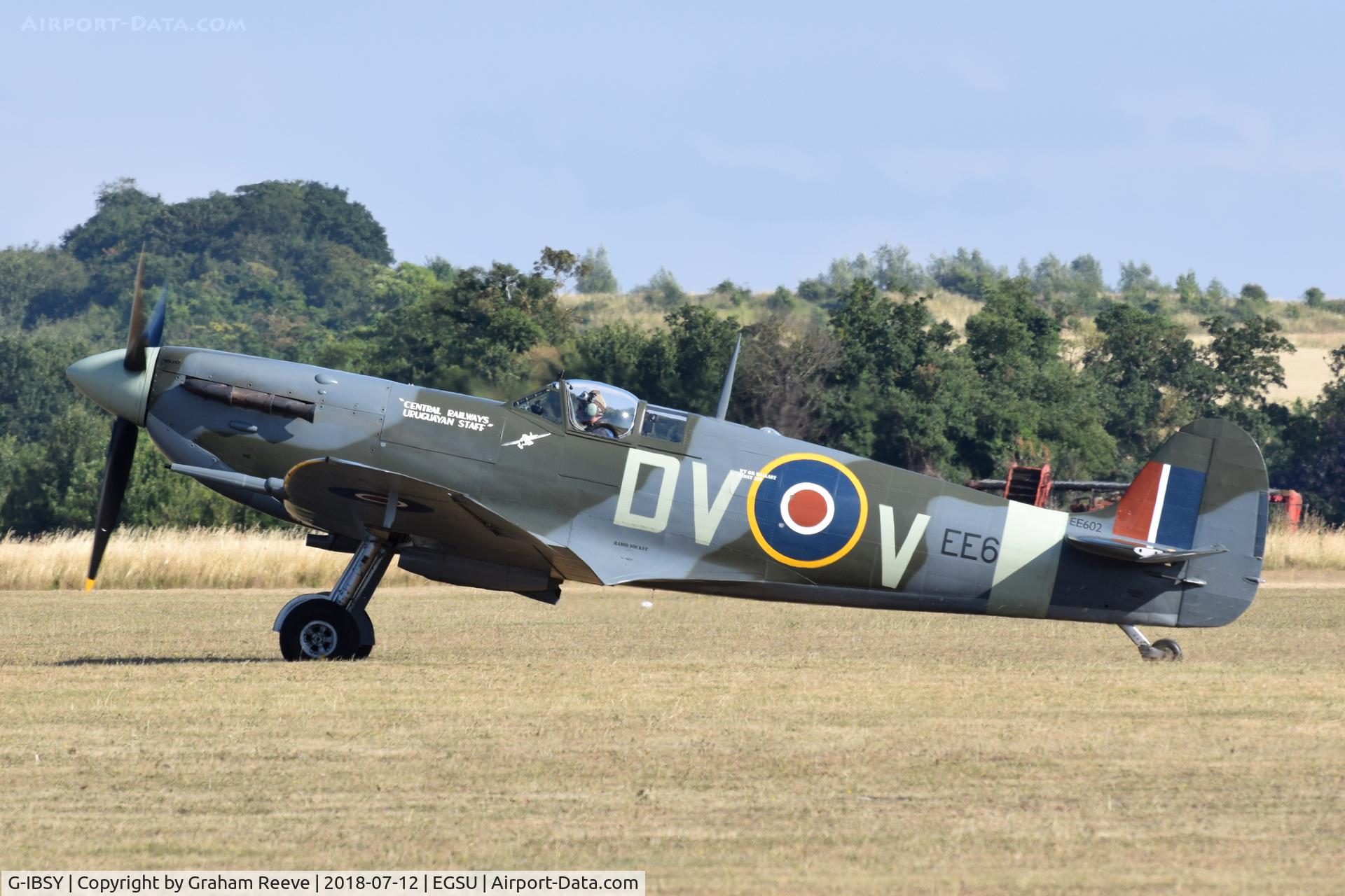 G-IBSY, 1942 Supermarine 349 Spitfire Vc C/N EE602, About to depart from Duxford.