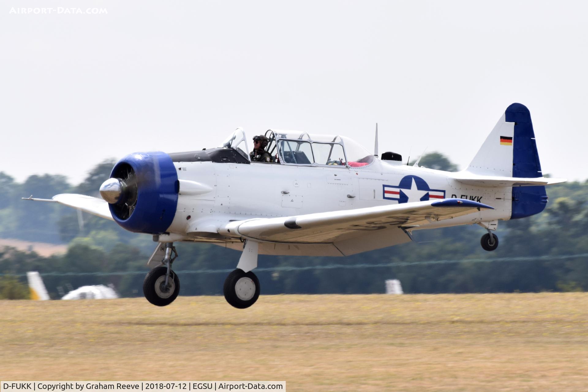 D-FUKK, Canadian Car & Foundry T-6 Harvard Mk4 C/N CCF4-046, landing at Duxford.