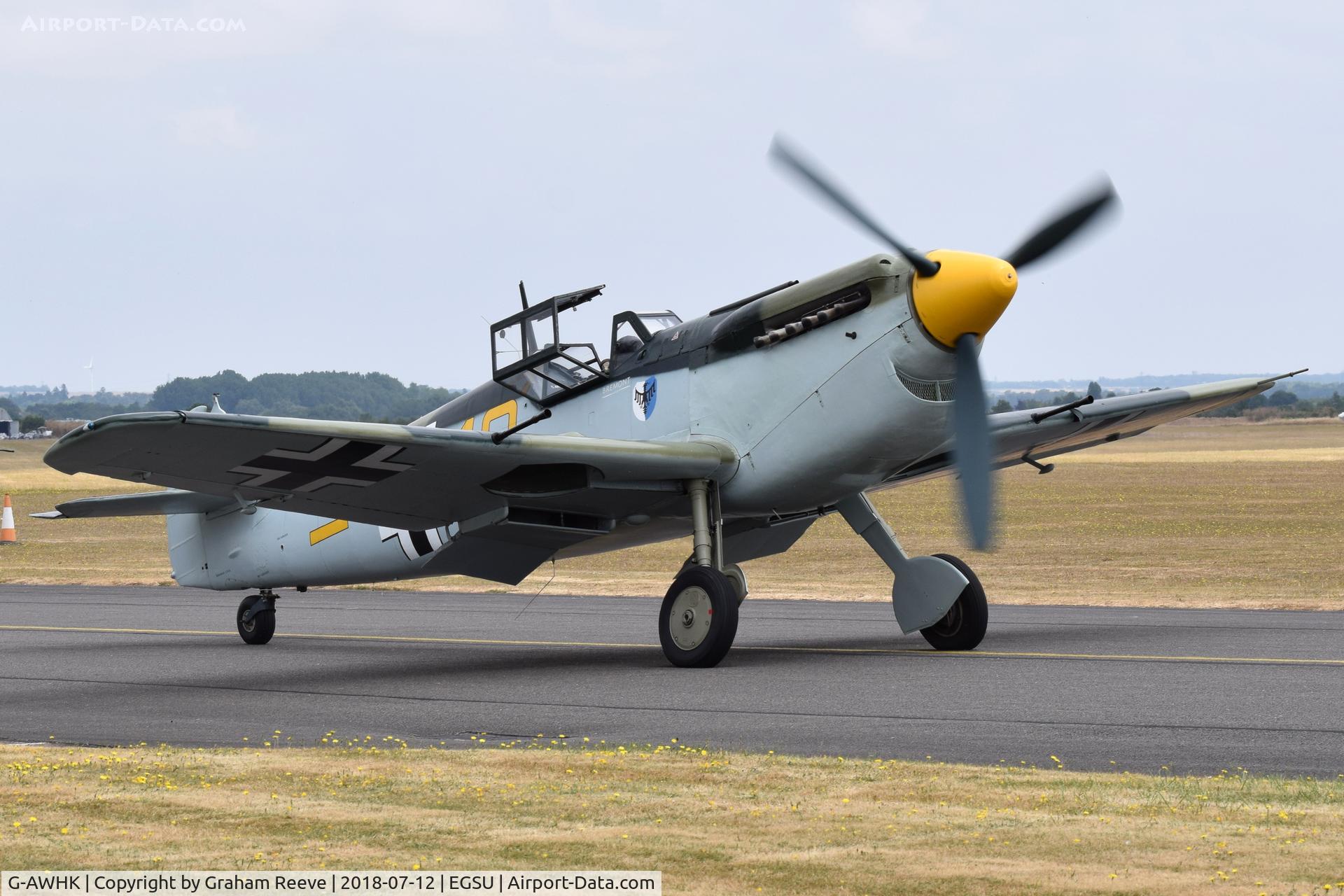 G-AWHK, 1949 Hispano HA-1112-M1L Buchon C/N 172, About to depart from Duxford.