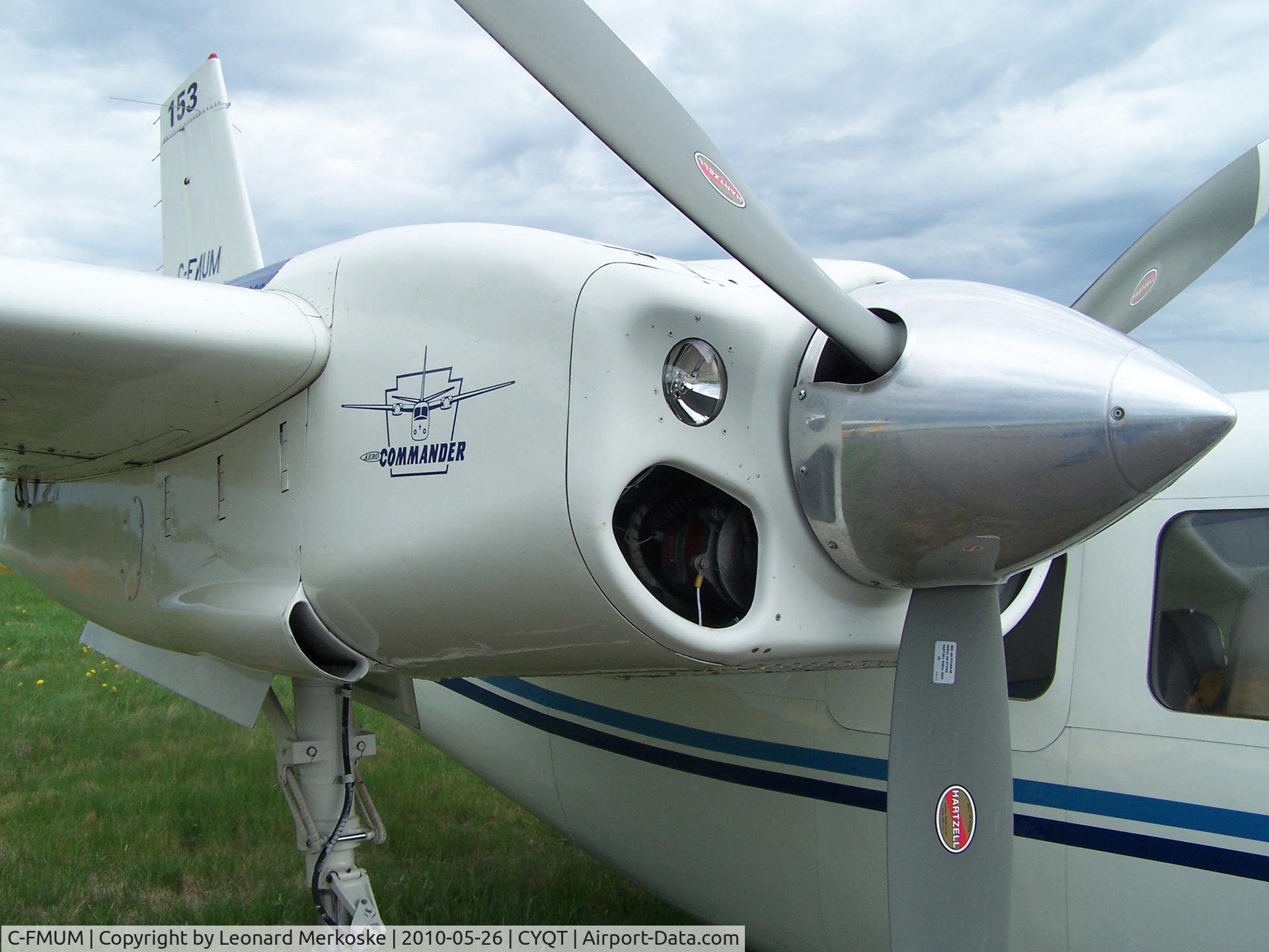 C-FMUM, 1971 Aero Commander 500S Shrike Commander C/N 3103, ACE Airshow CYQT.  Streamlined engine nacelle housing Lycoming IO-540