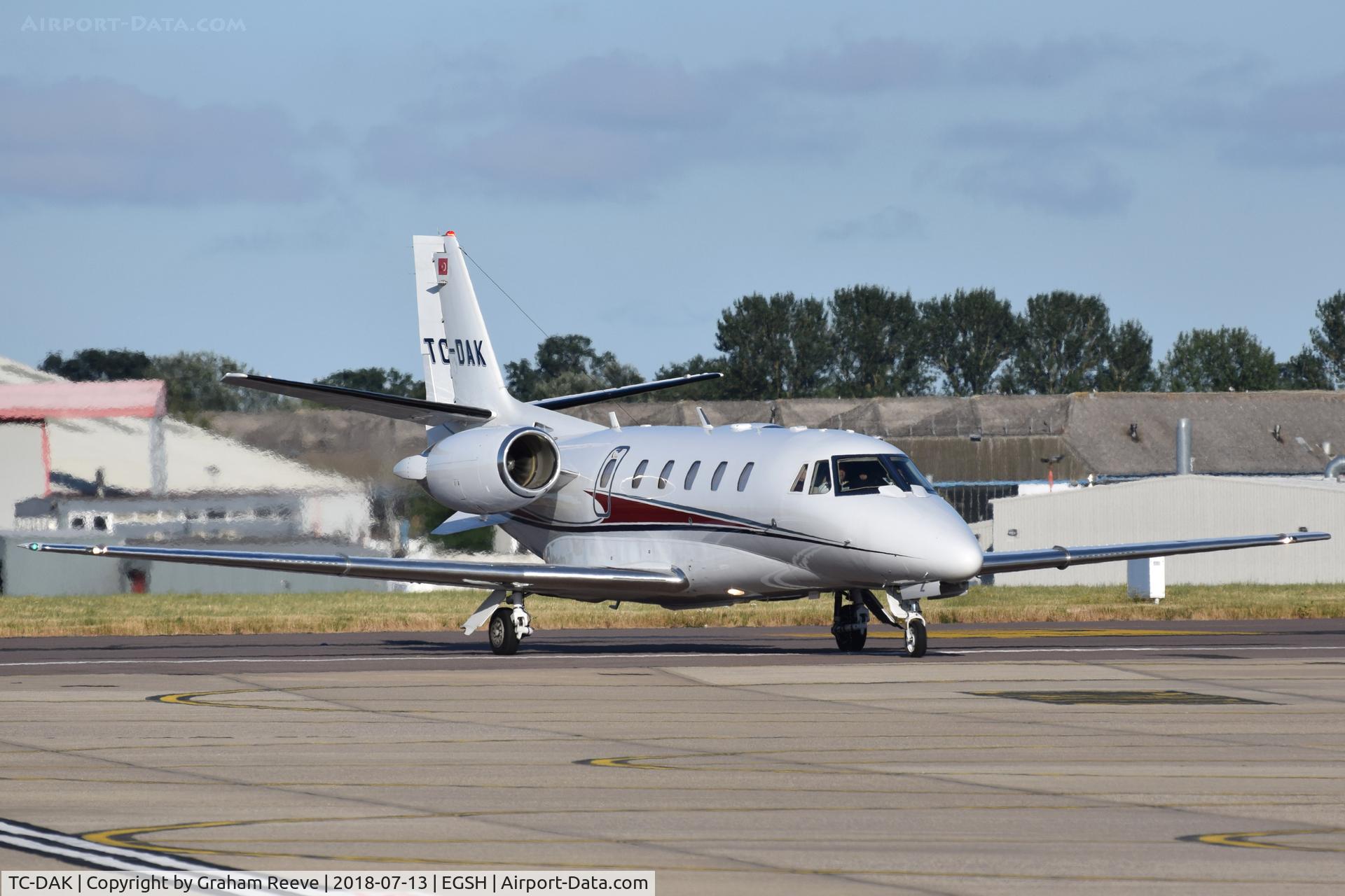 TC-DAK, 2009 Cessna 560XL Citation XLS+ C/N 560-6048, Just landed at Norwich.
