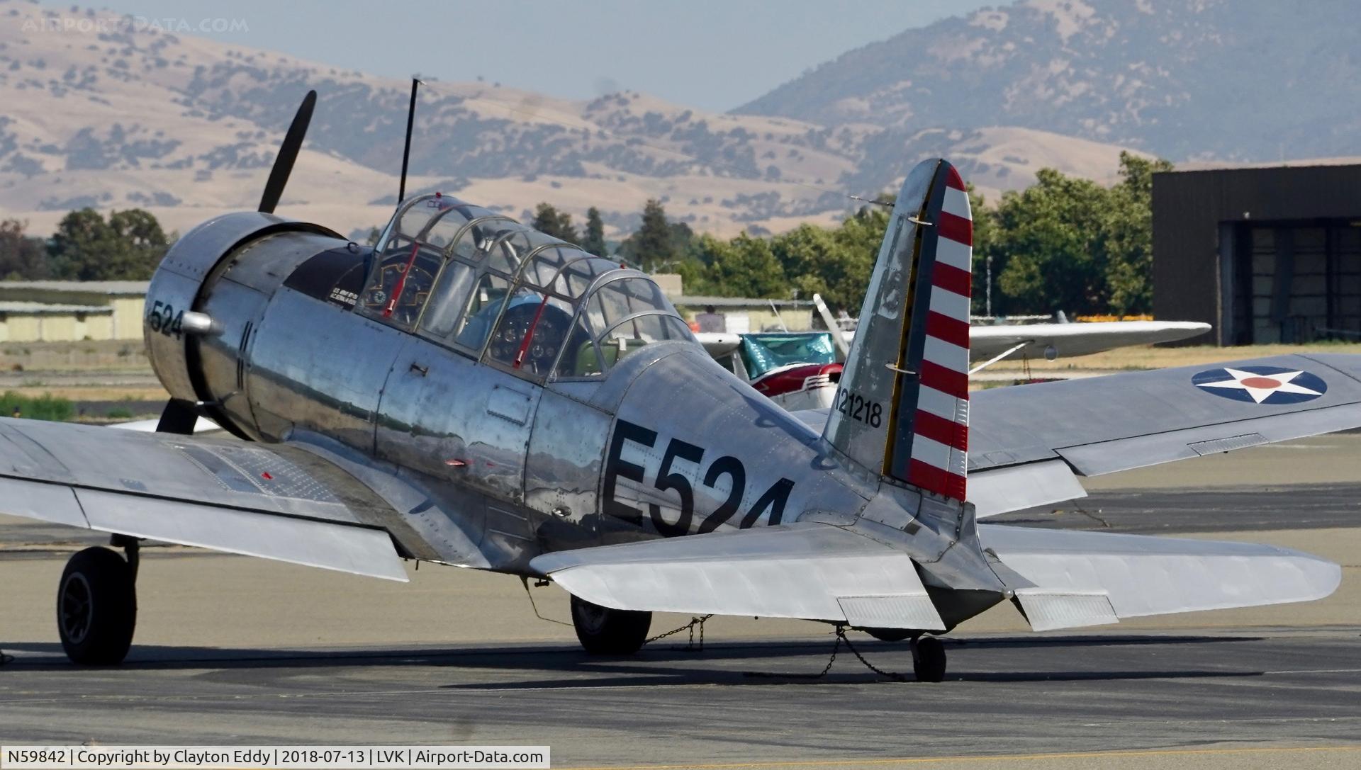 N59842, 1942 Consolidated Vultee BT-13A Valiant C/N 5057, Livermore Airport California 2018.