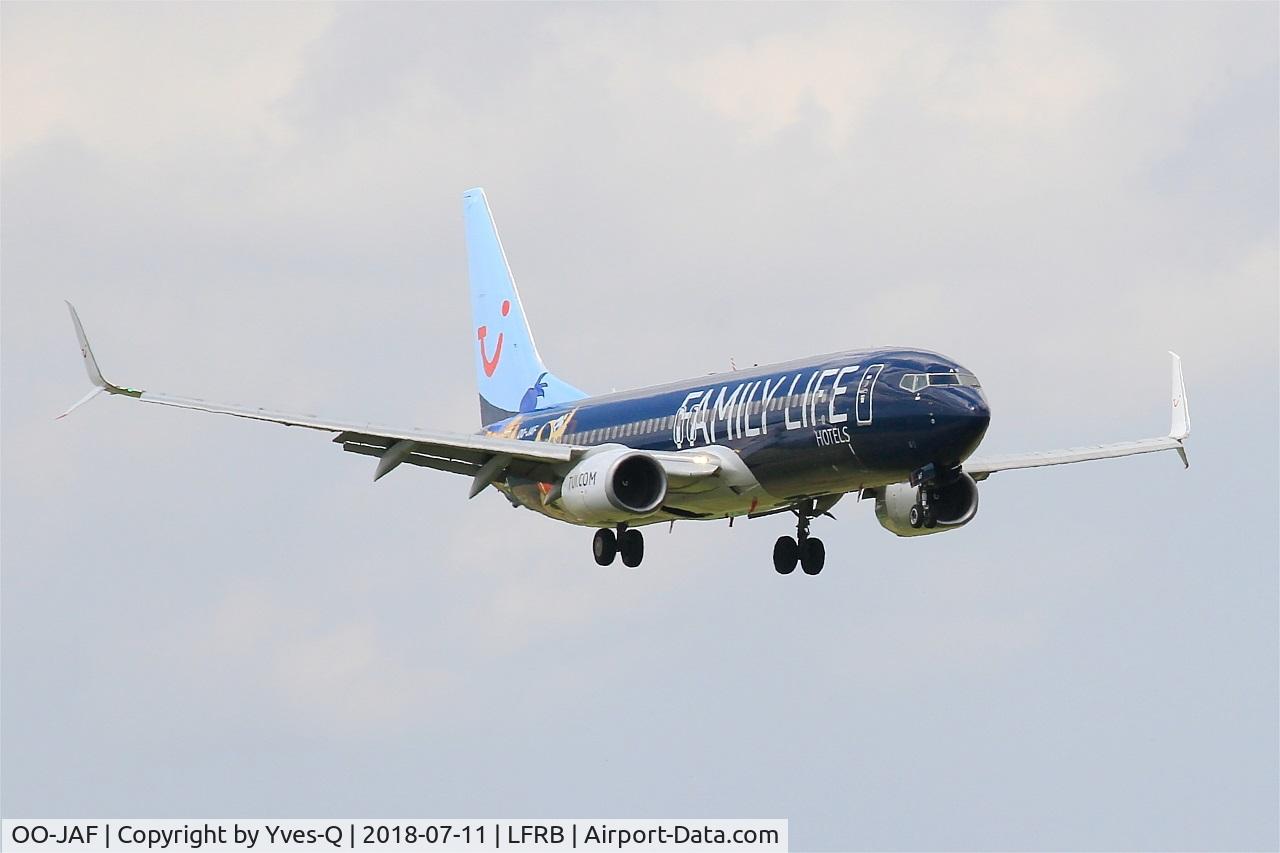 OO-JAF, 2007 Boeing 737-8K5 C/N 35133, Boeing 737-8K5, On final rwy 25L, Brest-Bretagne airport (LFRB-BES)