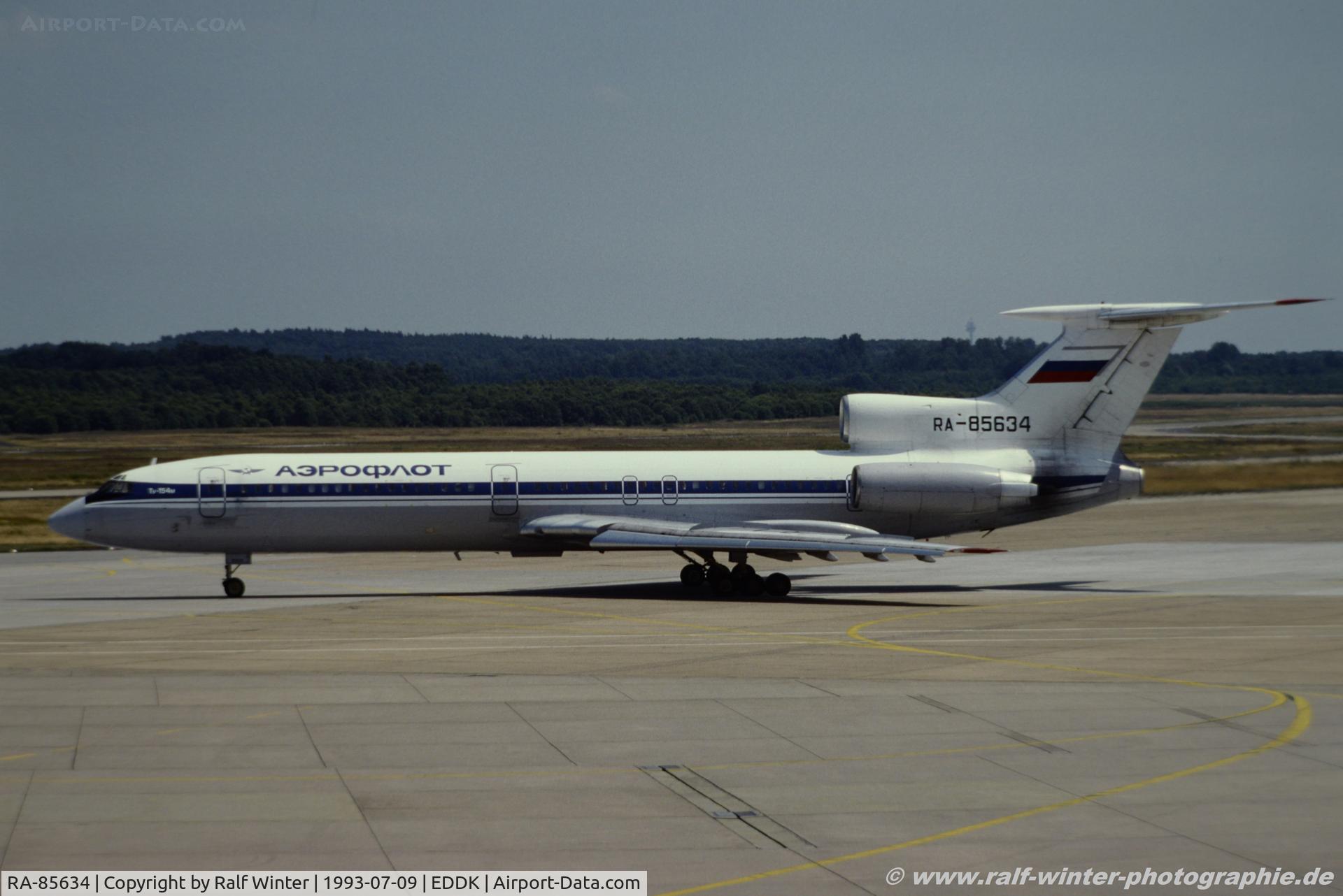RA-85634, 1987 Tupolev Tu-154M C/N 87A763, Tupolev Tu-154M - SU AFL Aeroflot ex. CCCP-85634 - 87A763 - RA-85634 - 09.07.1993 - CGN