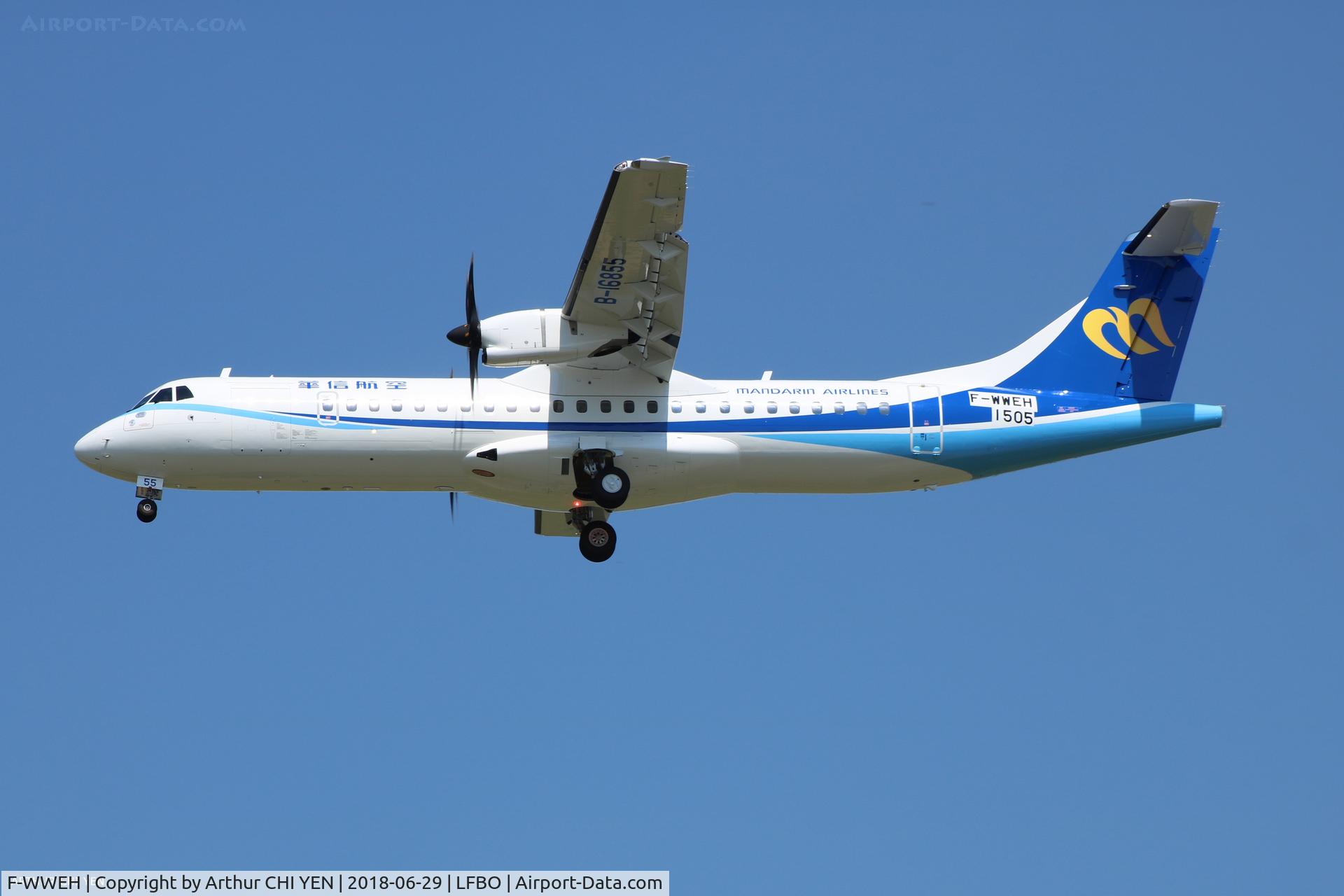 F-WWEH, 2018 ATR 72-600 C/N 1505, Mandarin Airlines ATR flight test at TLS.