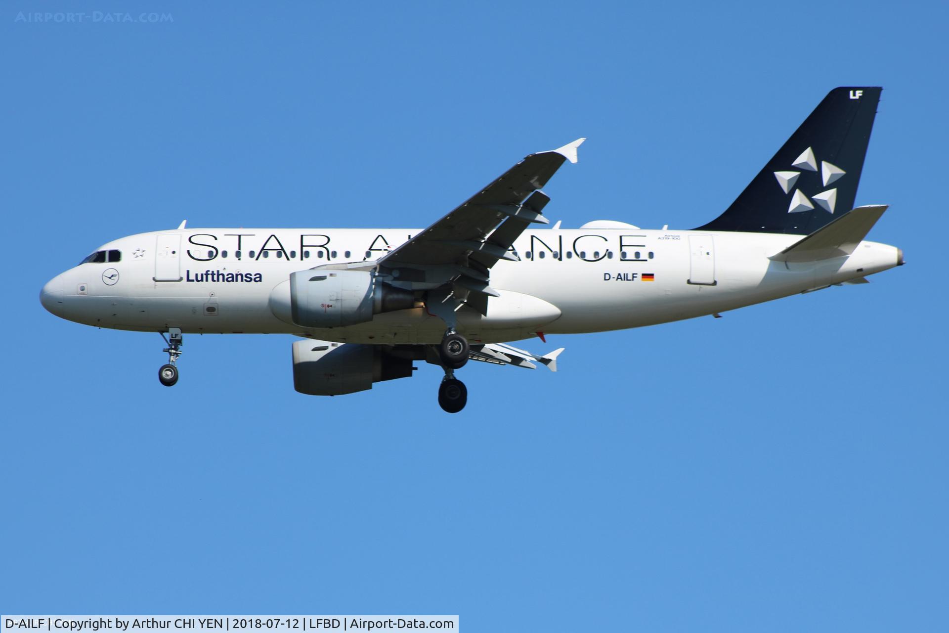 D-AILF, 1996 Airbus A319-114 C/N 636, Lufthansa Star Alliance Livery at BOD from FRA.