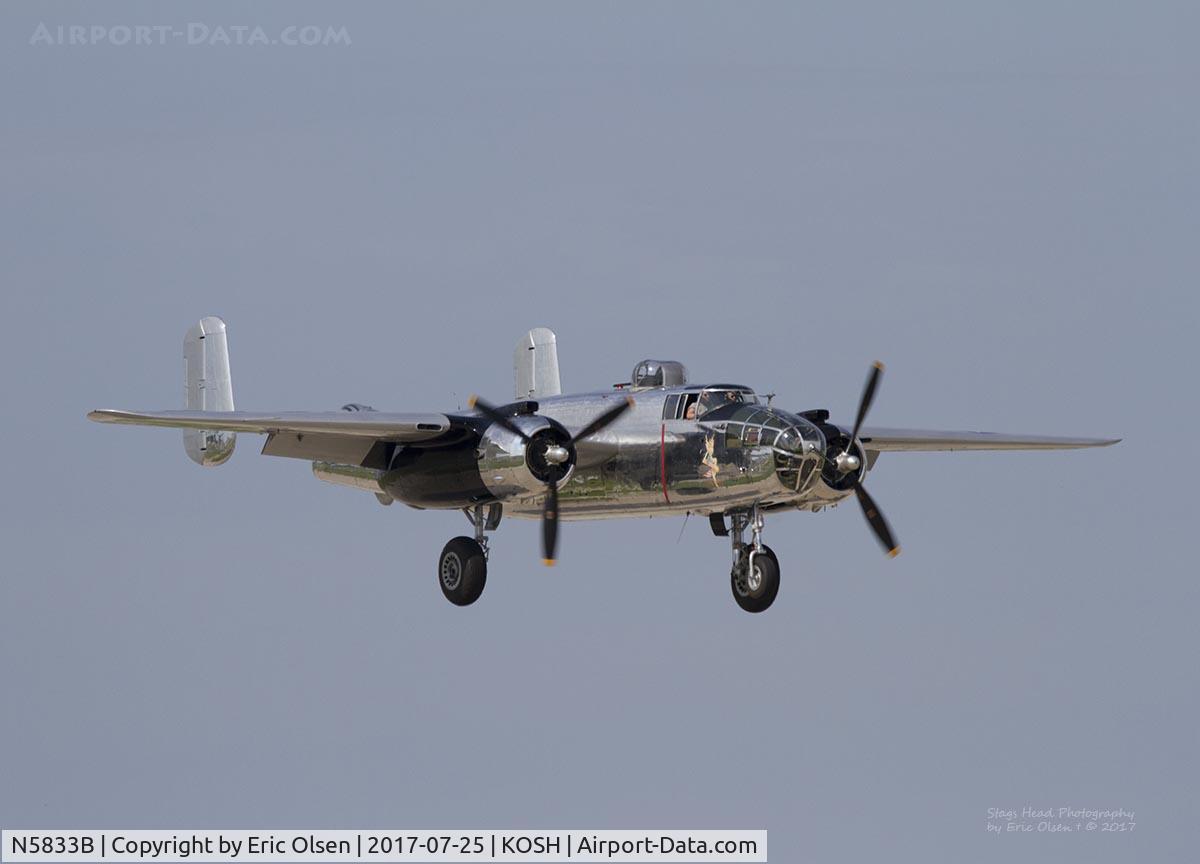 N5833B, 1945 North American B-25J Mitchell Mitchell C/N 108-47735, Lady Luck landing at Oshkosh