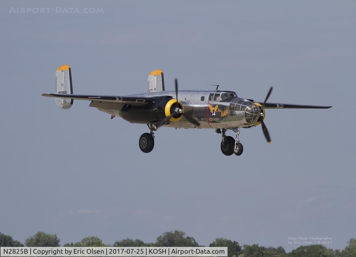 N2825B, 1940 North American RB-25 Mitchell C/N 62-2837, Miss Hap landing at Oshkosh.