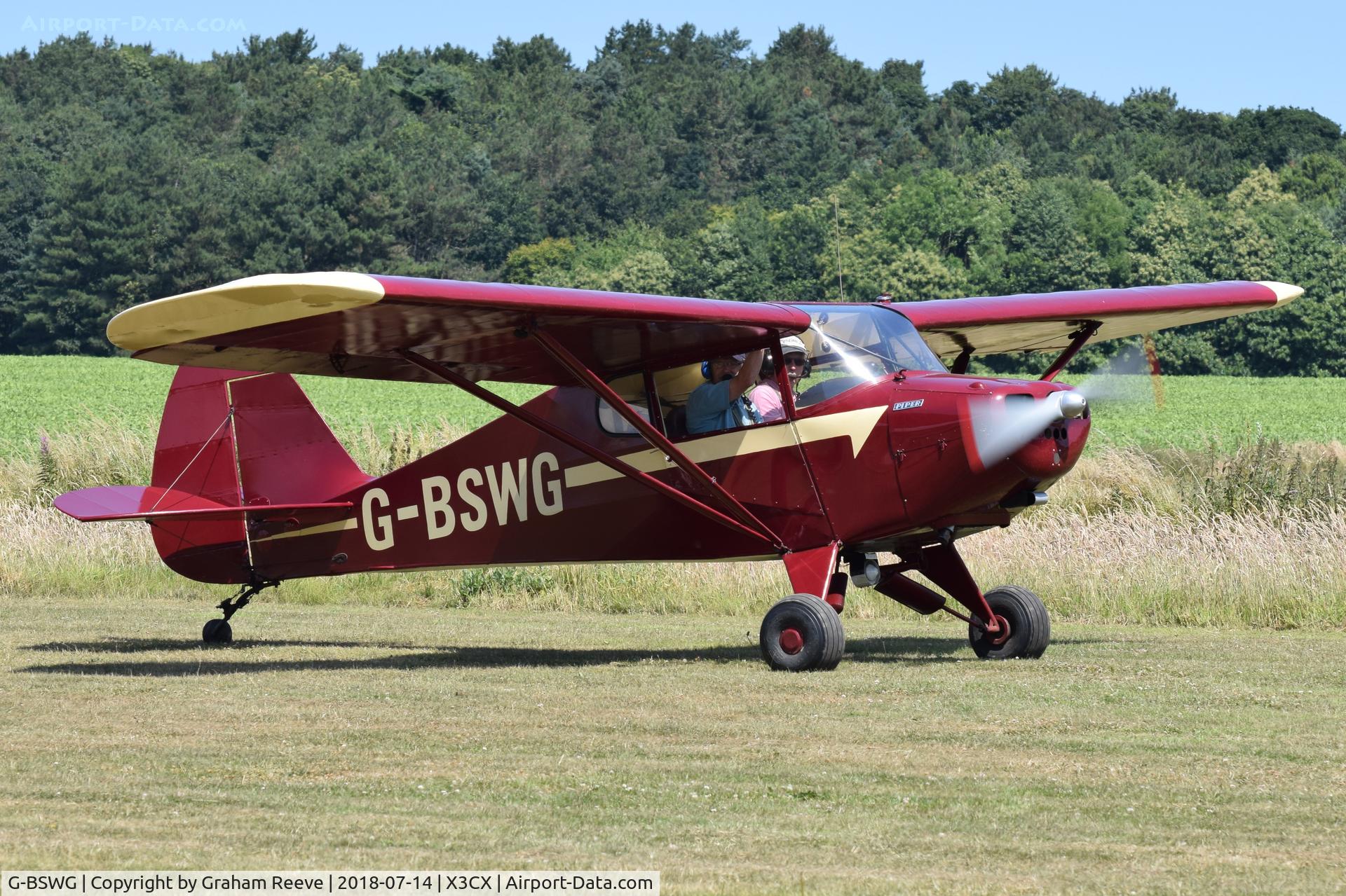 G-BSWG, 1946 Piper PA-17 Vagabond C/N 15-99, Just landed at Northrepps.