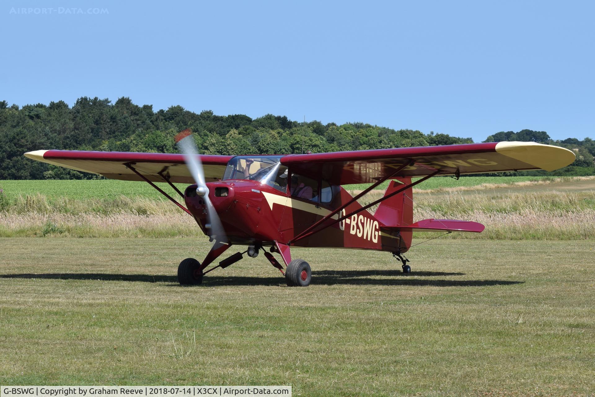 G-BSWG, 1946 Piper PA-17 Vagabond C/N 15-99, Just landed at Northrepps.