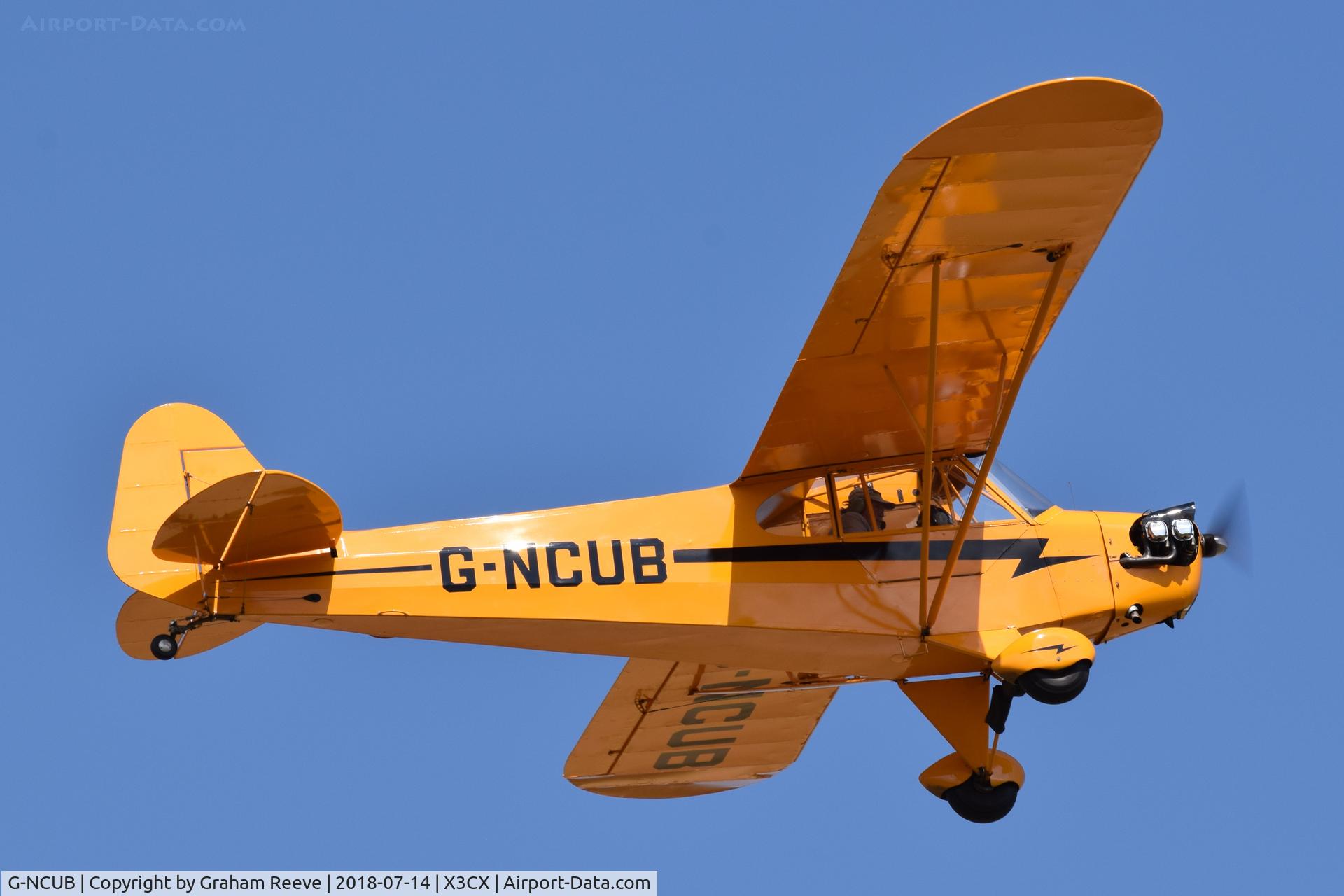 G-NCUB, 1944 Piper L-4H Grasshopper (J3C-65D) C/N 11599, departing from Northrepps.