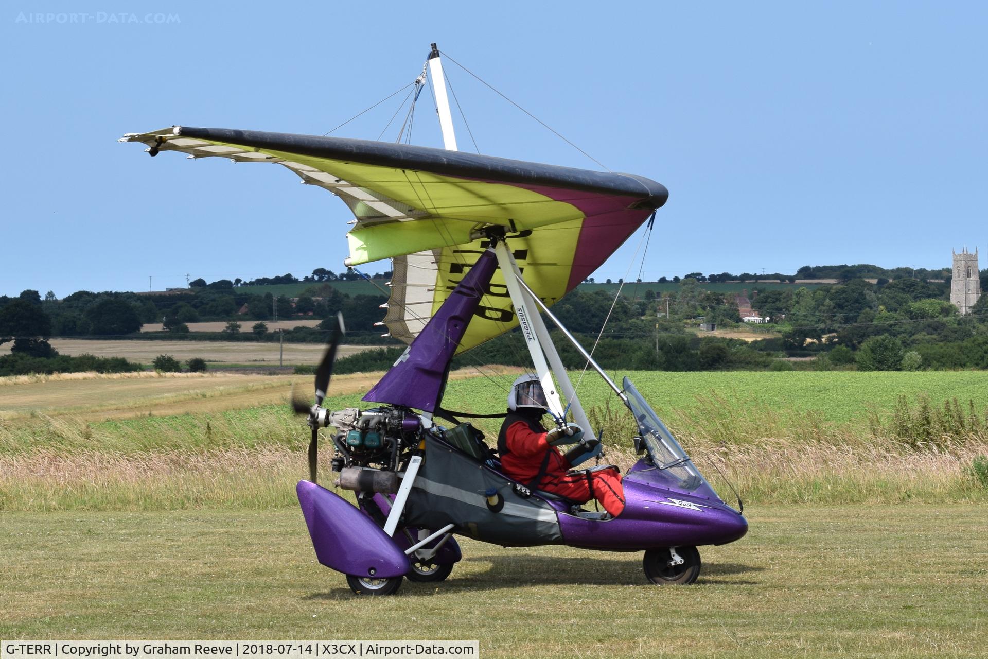 G-TERR, 2002 Cyclone Airsports Pegasus Quik C/N 7925, Just landed at Northrepps.