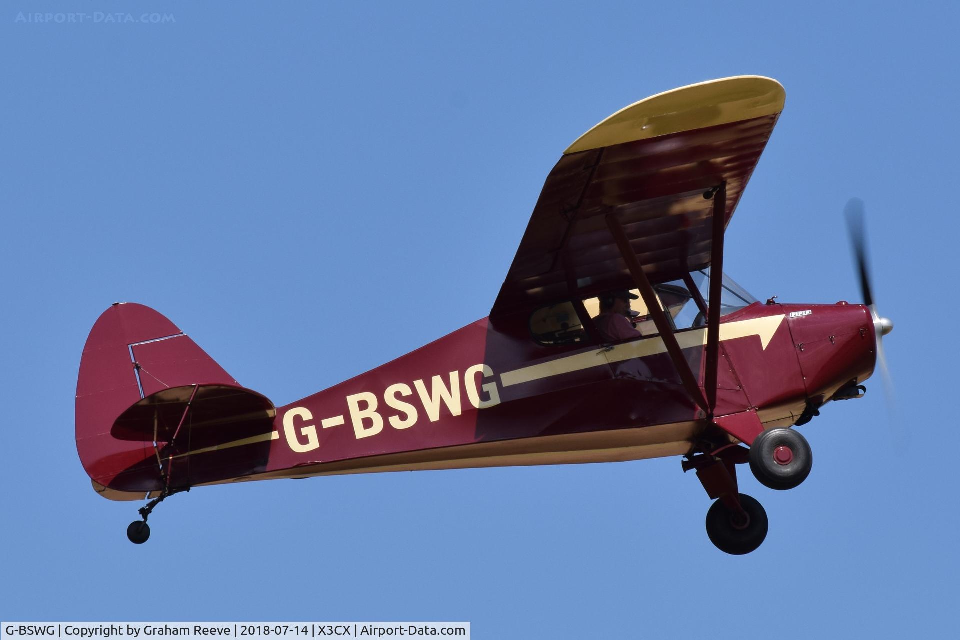 G-BSWG, 1946 Piper PA-17 Vagabond C/N 15-99, Departing from Northrepps.