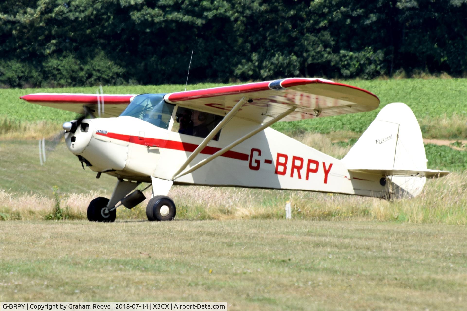 G-BRPY, 1948 Piper PA-15 Vagabond Vagabond C/N 15-141, Just landed at Northrepps.