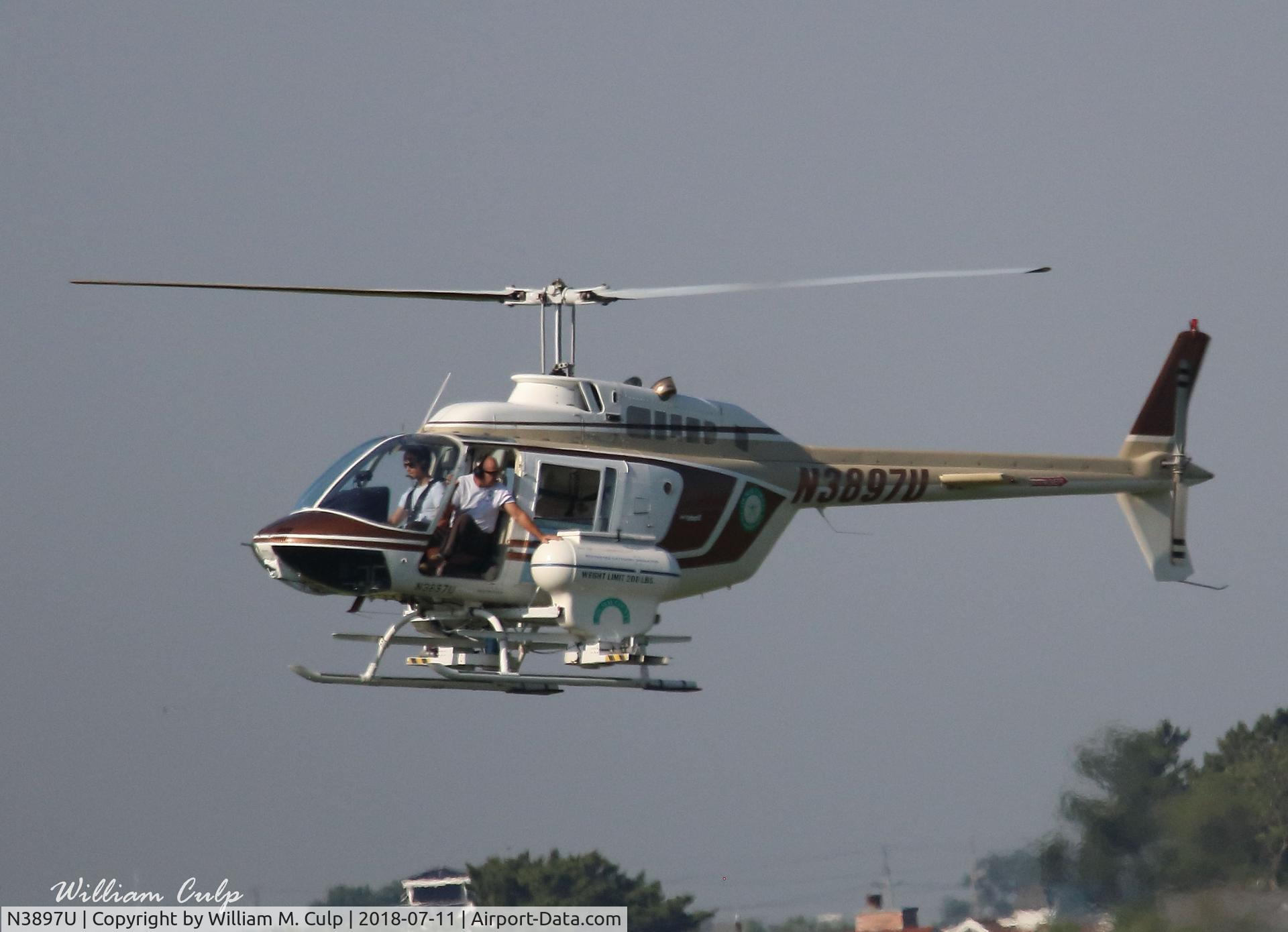 N3897U, 1980 Bell 206B JetRanger C/N 3205, I seen it flying over the wetlands at Ocean City NJ. It is being used to count birds.
