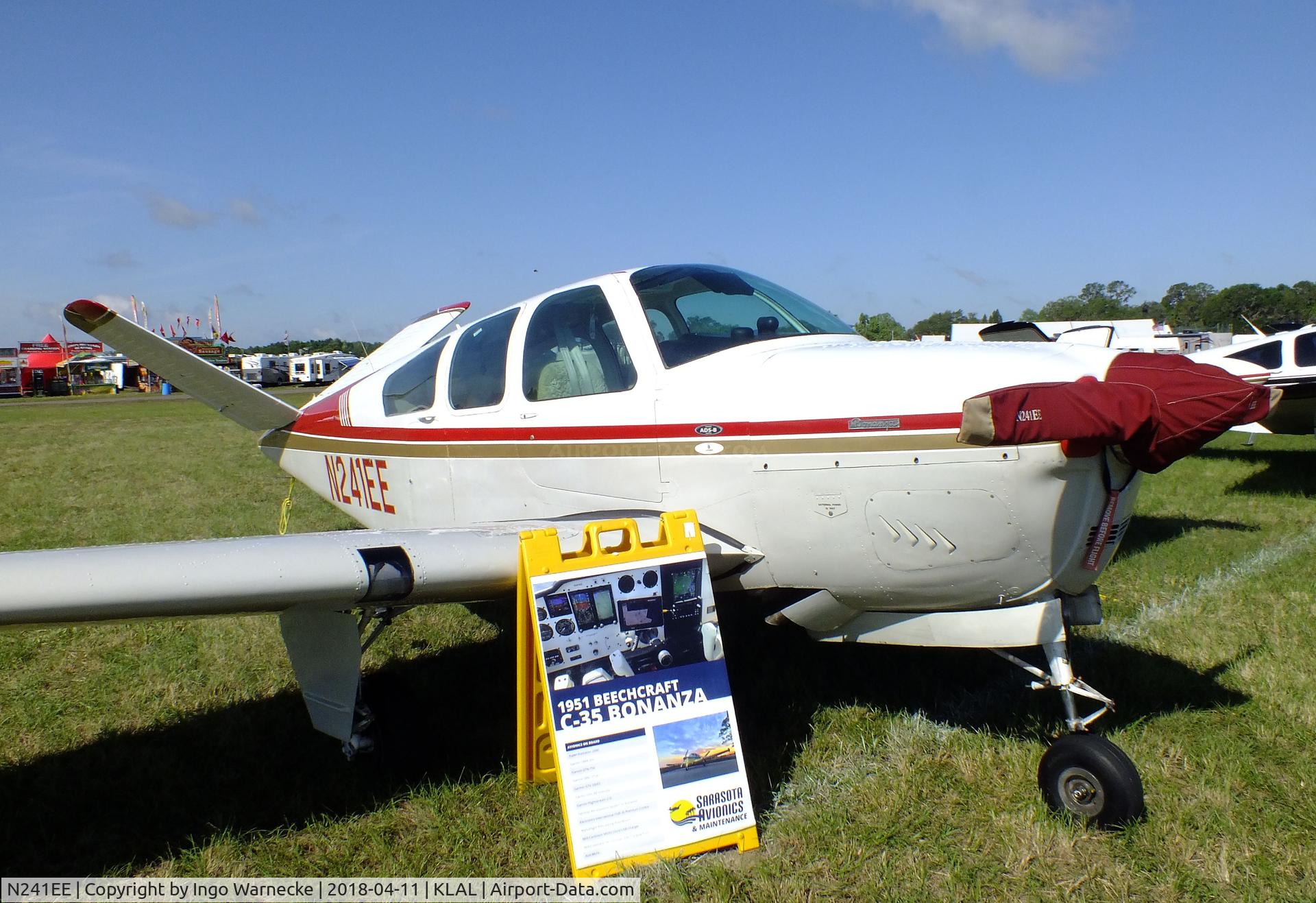 N241EE, 1951 Beech C35 Bonanza C/N D-3072, Beechcraft C35 Bonanza at 2018 Sun 'n Fun, Lakeland FL