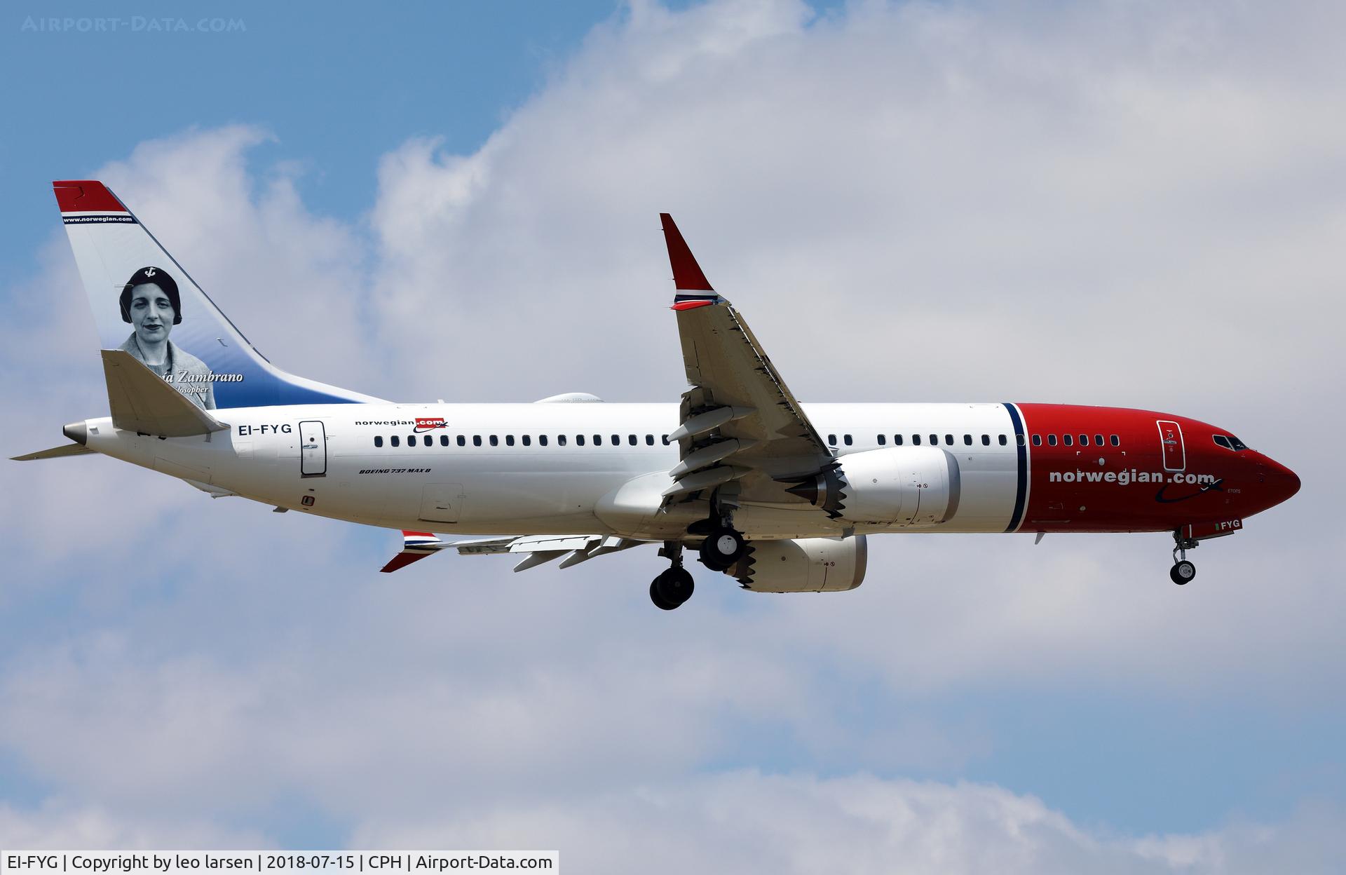 EI-FYG, 2018 Boeing 737-8 MAX C/N 42831, Copenhagen 15.7.2018 L/D R-04L 