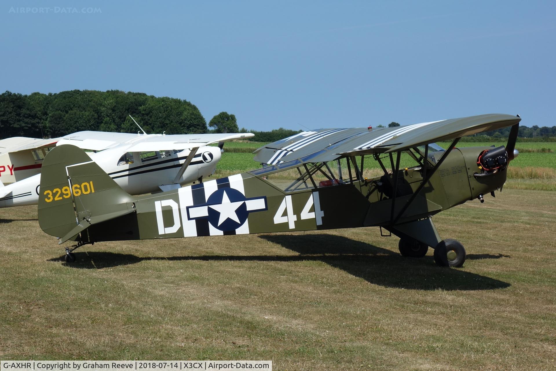 G-AXHR, 1943 Piper L-4H Grasshopper (J3C-65D) C/N 10892, Parked at Northrepps.