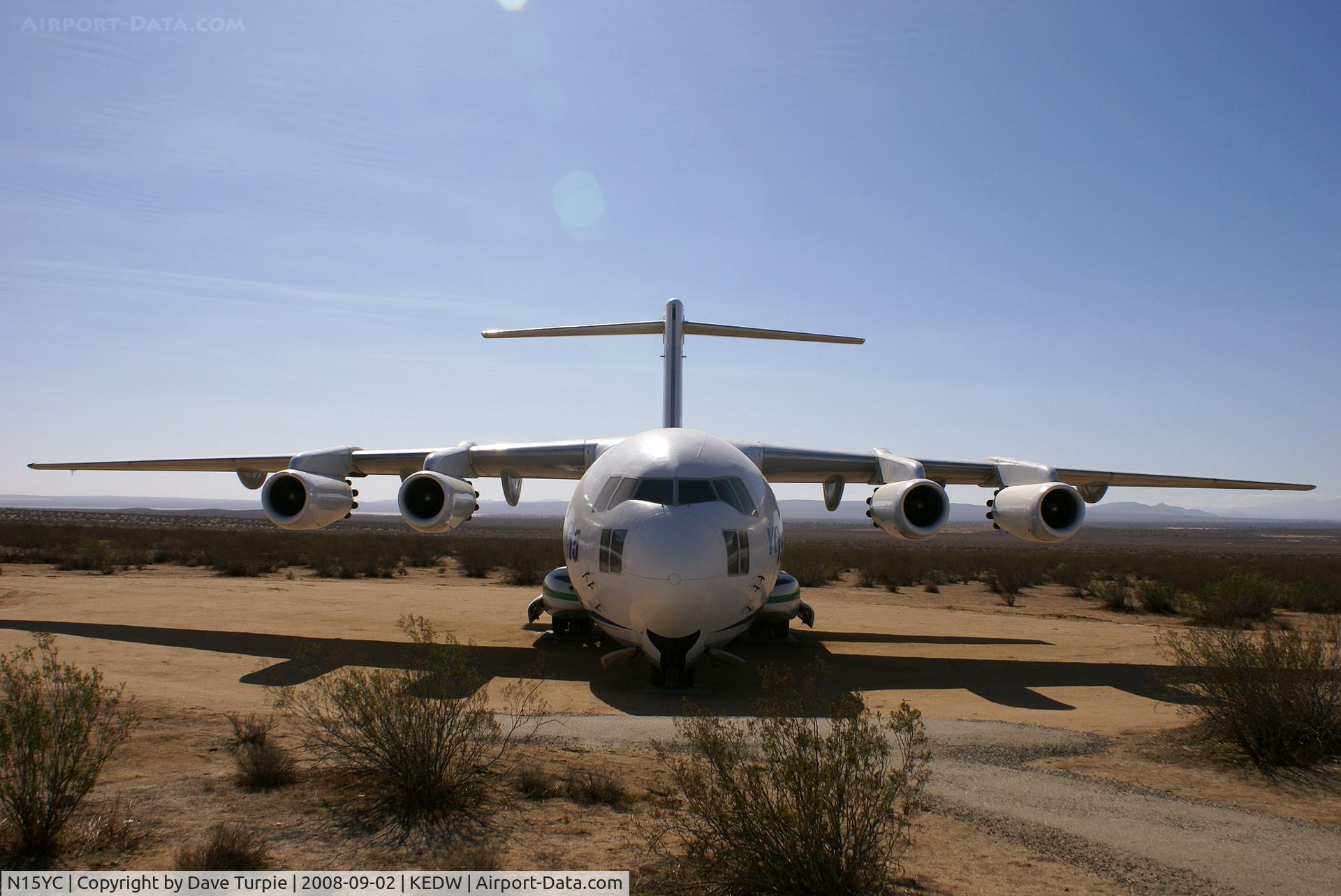 N15YC, 1972 McDonnell Douglas YC-15 C/N 72-01875, The first of two YC-15s manufactured, she made her maiden flight on August 28, 1975. Registered as N15YC in April 1997, the plane was moved to Edwards AFB in April 2008 and is displayed near the west gate in the Century Circle. 