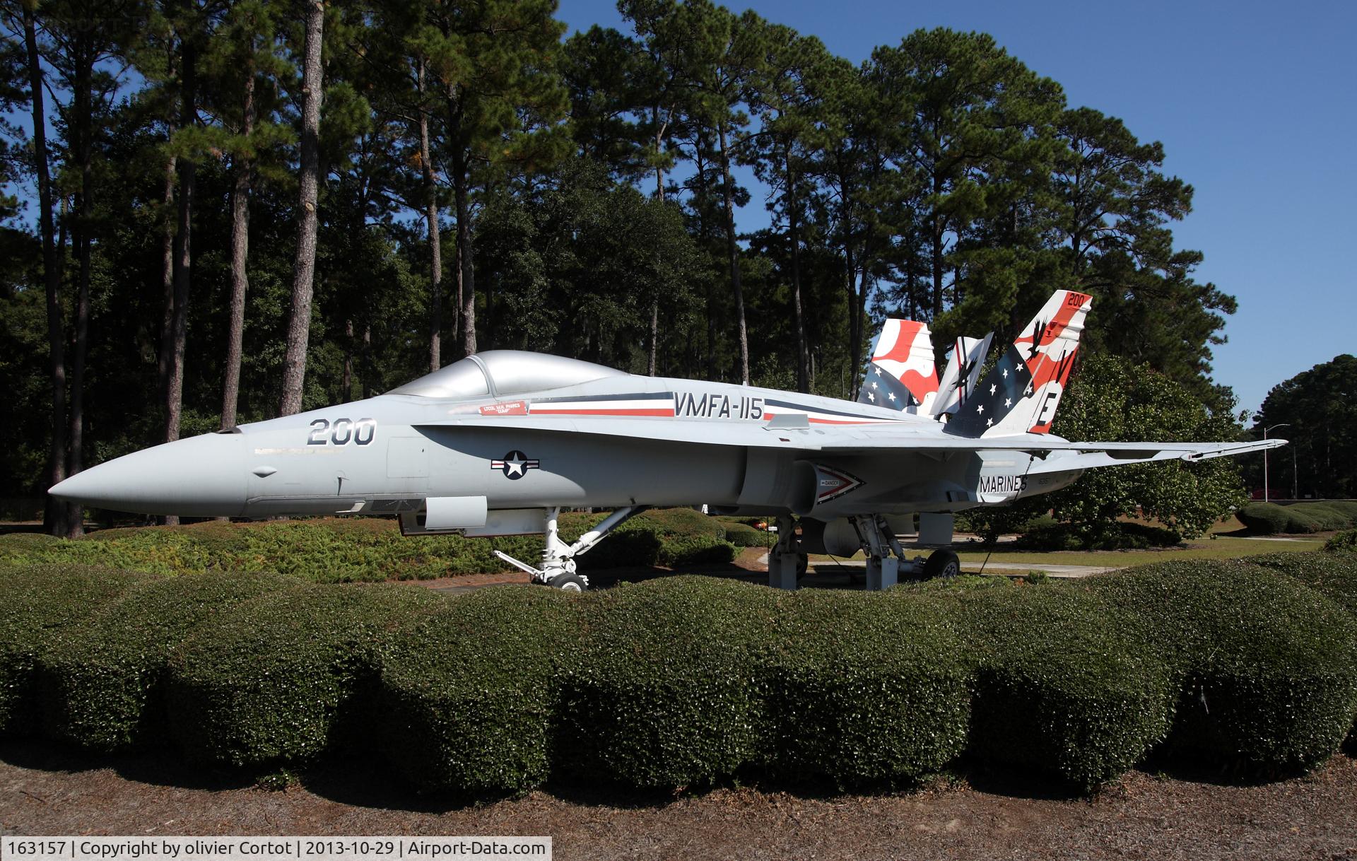 163157, McDonnell Douglas F/A-18A Hornet C/N 0586/A493, MCAS Beaufort, near the main gate