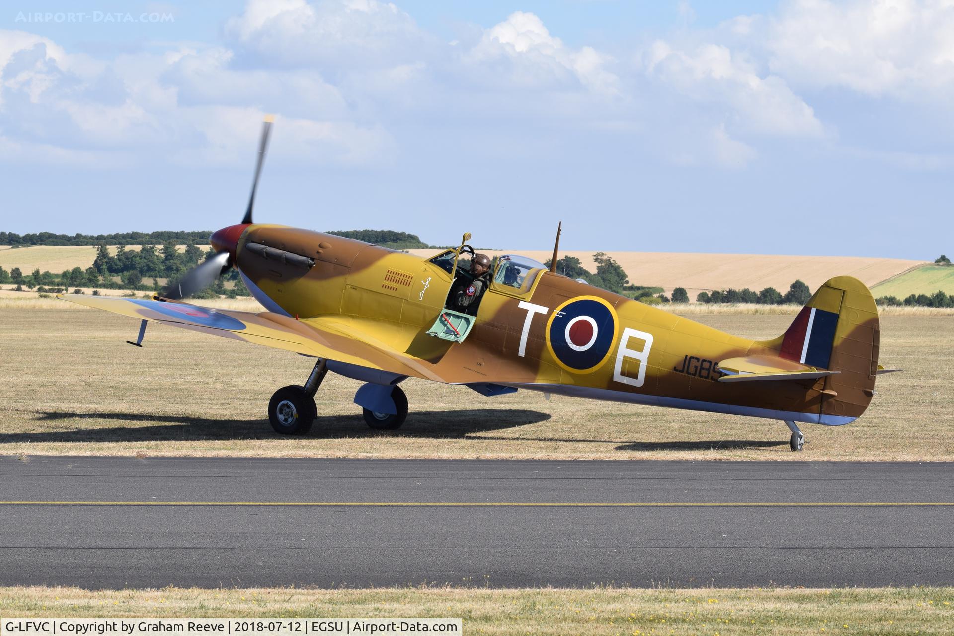 G-LFVC, 1943 Supermarine 349 Spitfire LF.Vc C/N CBAF.2405, About to depart from Duxford.