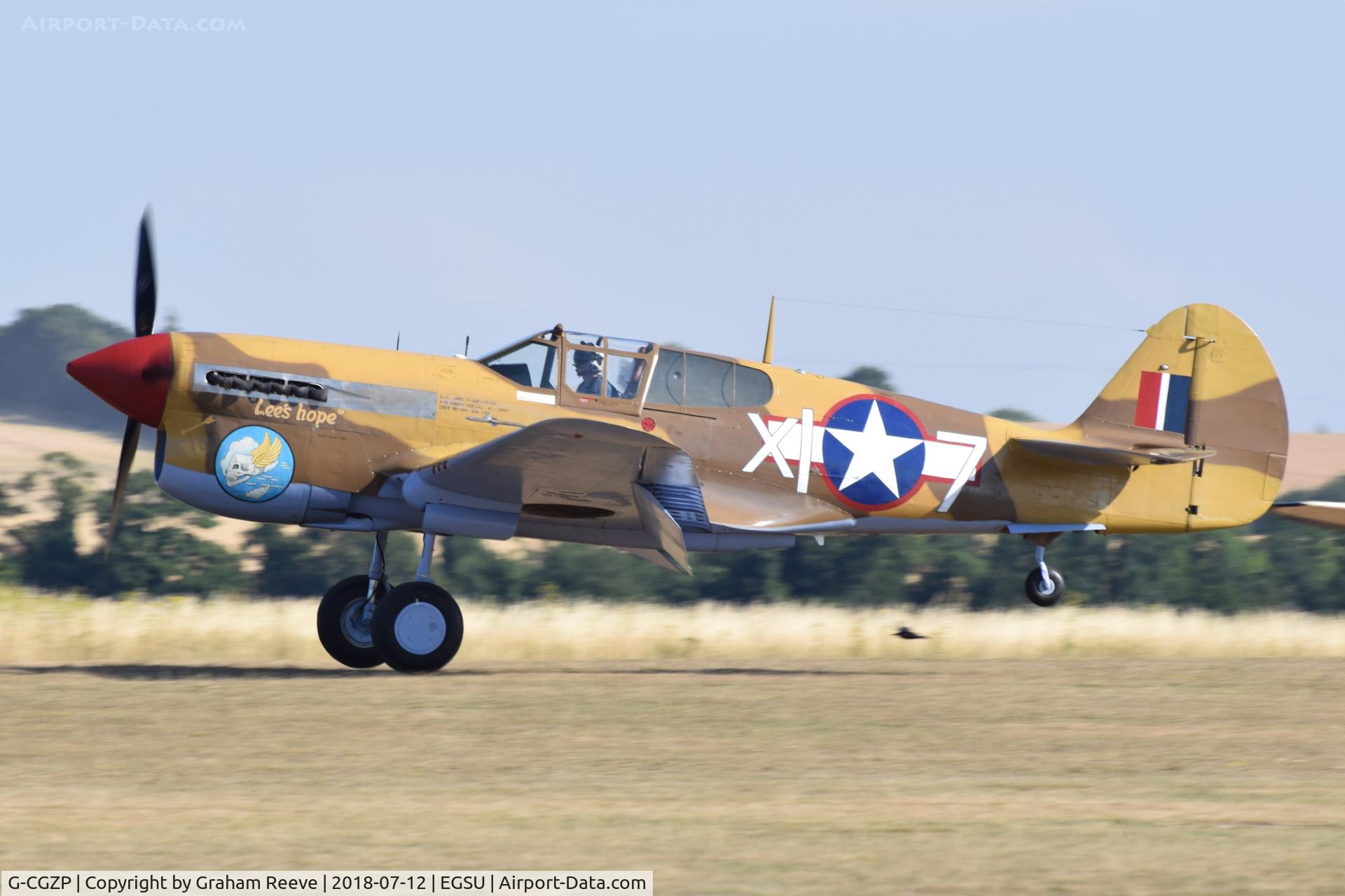 G-CGZP, 1942 Curtiss P-40F Warhawk C/N 19503, Landing at Duxford.