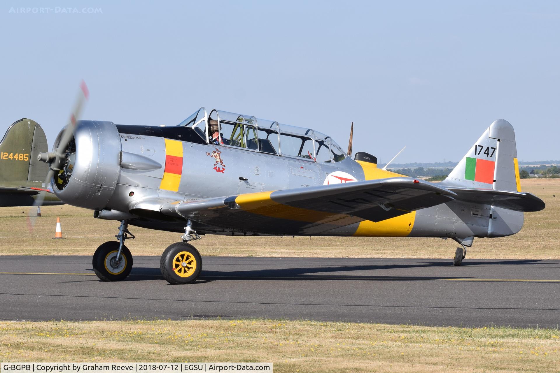 G-BGPB, 1953 Canadian Car & Foundry T-6 Harvard Mk.4 C/N CCF4-538, About to depart from Duxford.
