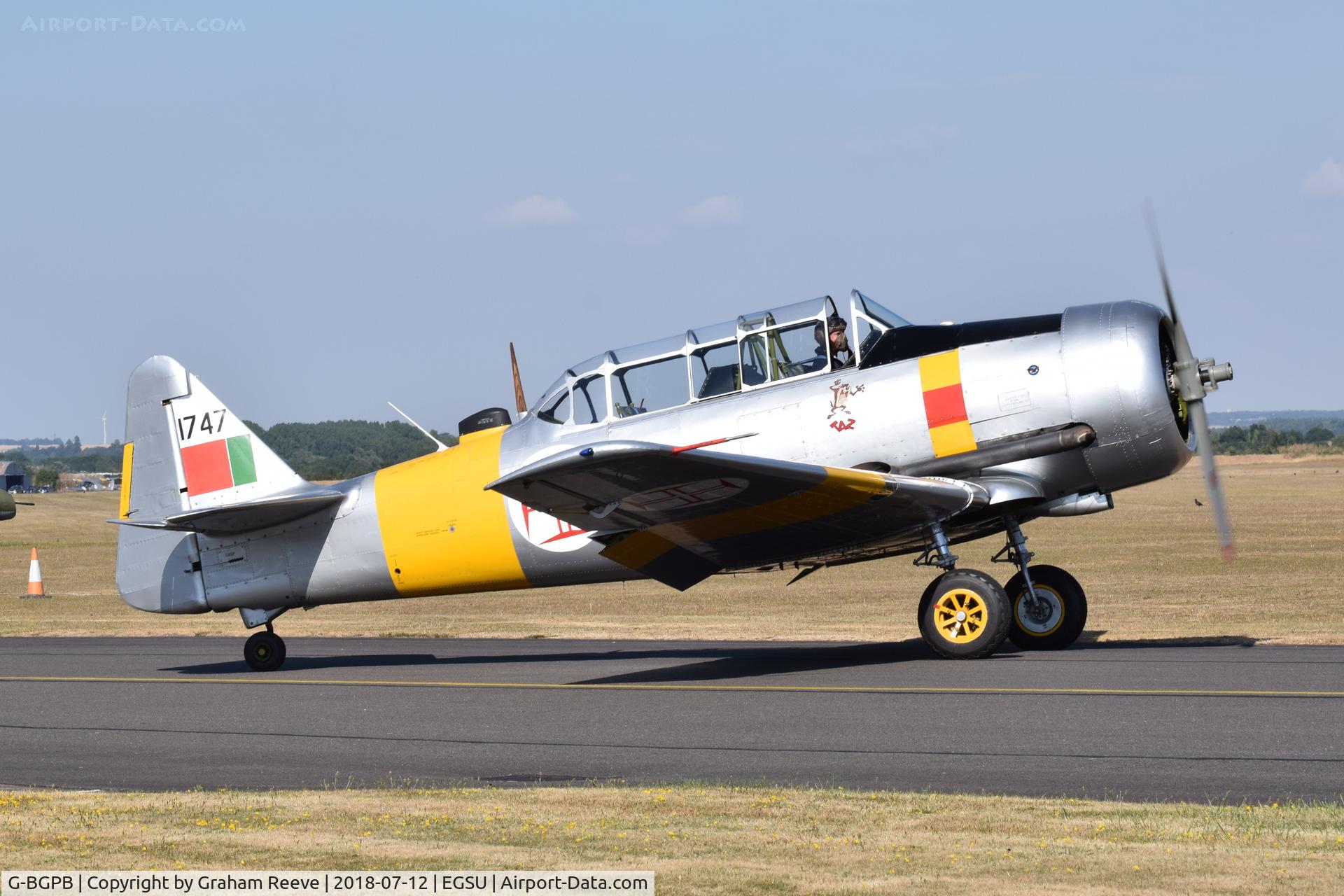 G-BGPB, 1953 Canadian Car & Foundry T-6 Harvard Mk.4 C/N CCF4-538, About to depart from Duxford.