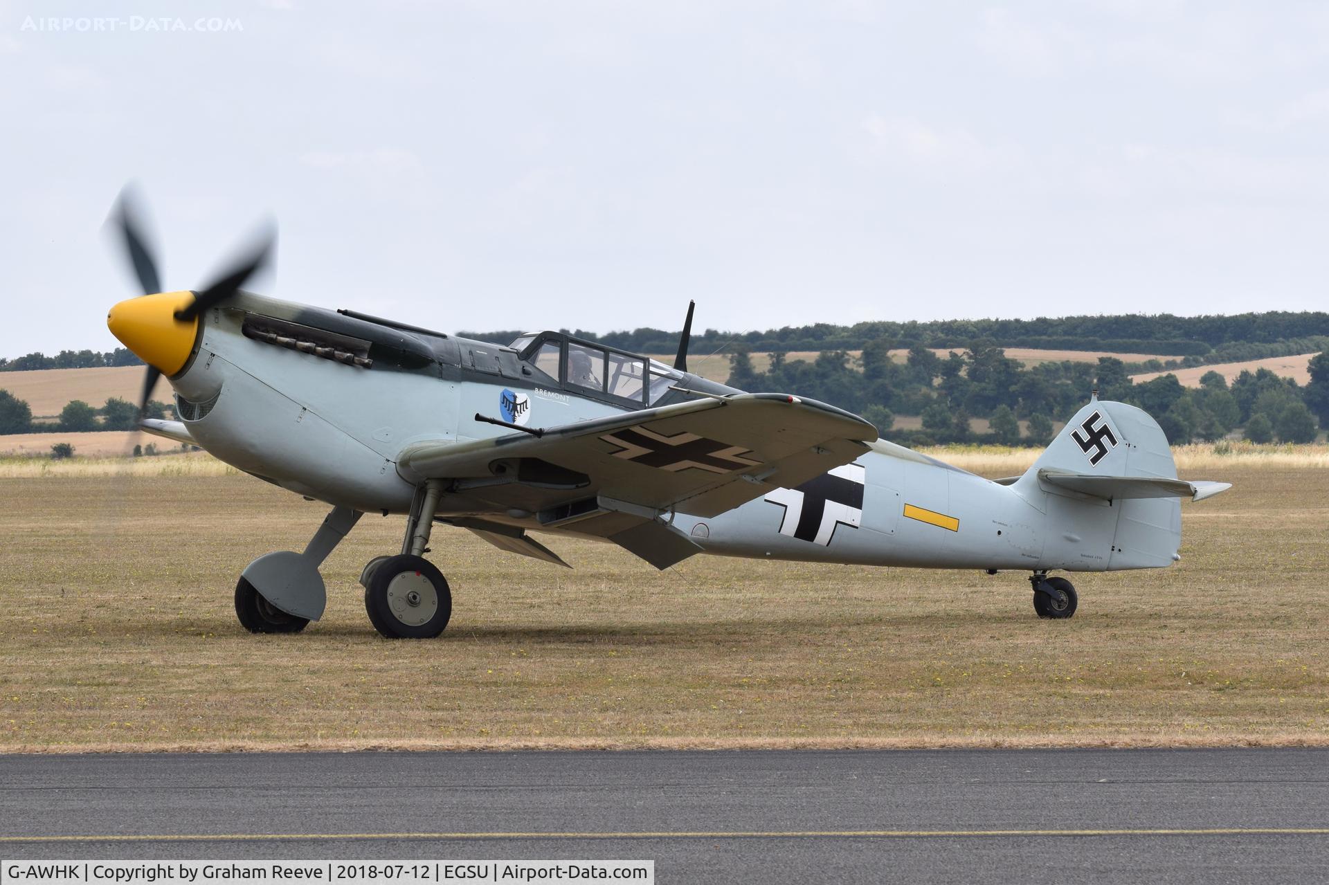 G-AWHK, 1949 Hispano HA-1112-M1L Buchon C/N 172, About to depart from Duxford.