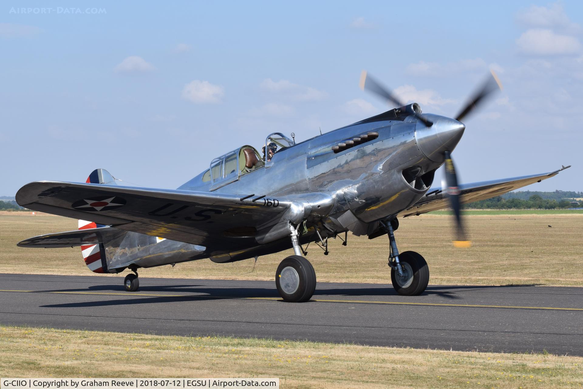 G-CIIO, 1941 Curtiss P-40C Warhawk C/N 16161, About to depart from Duxford.