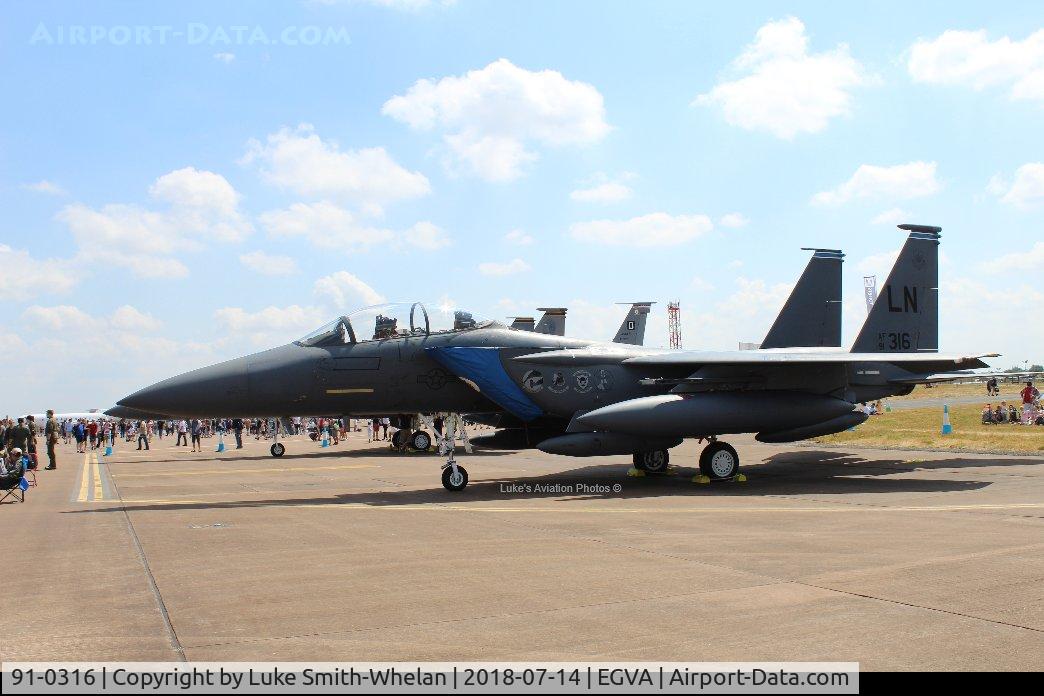 91-0316, 1991 McDonnell Douglas F-15E Strike Eagle C/N 1223/E181, From RIAT 2018