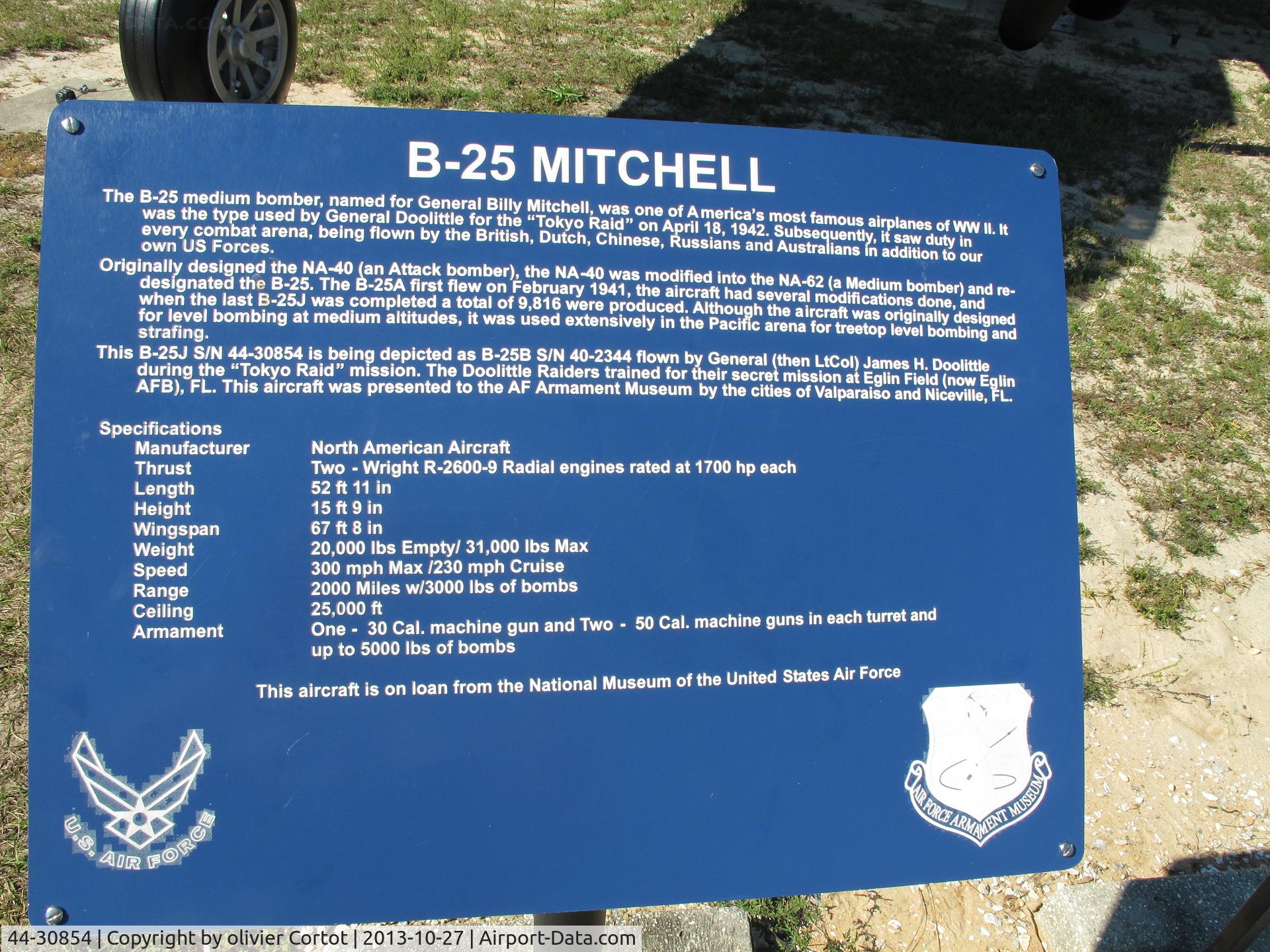 44-30854, 1944 North American TB-25N-25/27-NC Mitchell C/N 108-34129, the data plate