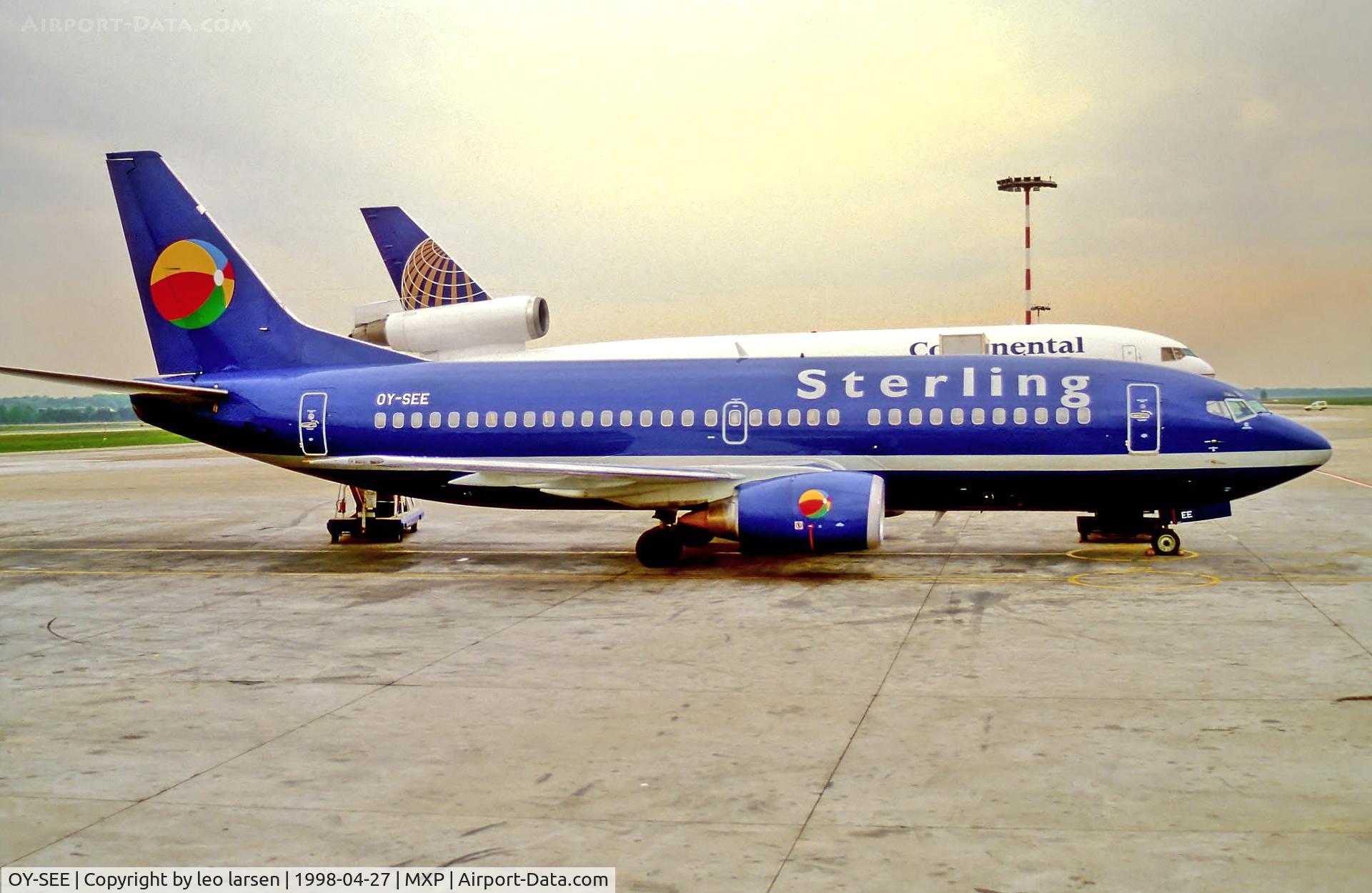 OY-SEE, 1989 Boeing 737-3Y0 C/N 24463, Milan Malpensa 27.4.1998