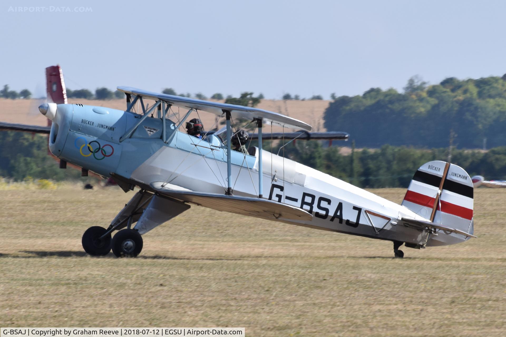 G-BSAJ, 1954 CASA 1-131E Jungmann C/N 2209, About to depart from Duxford.