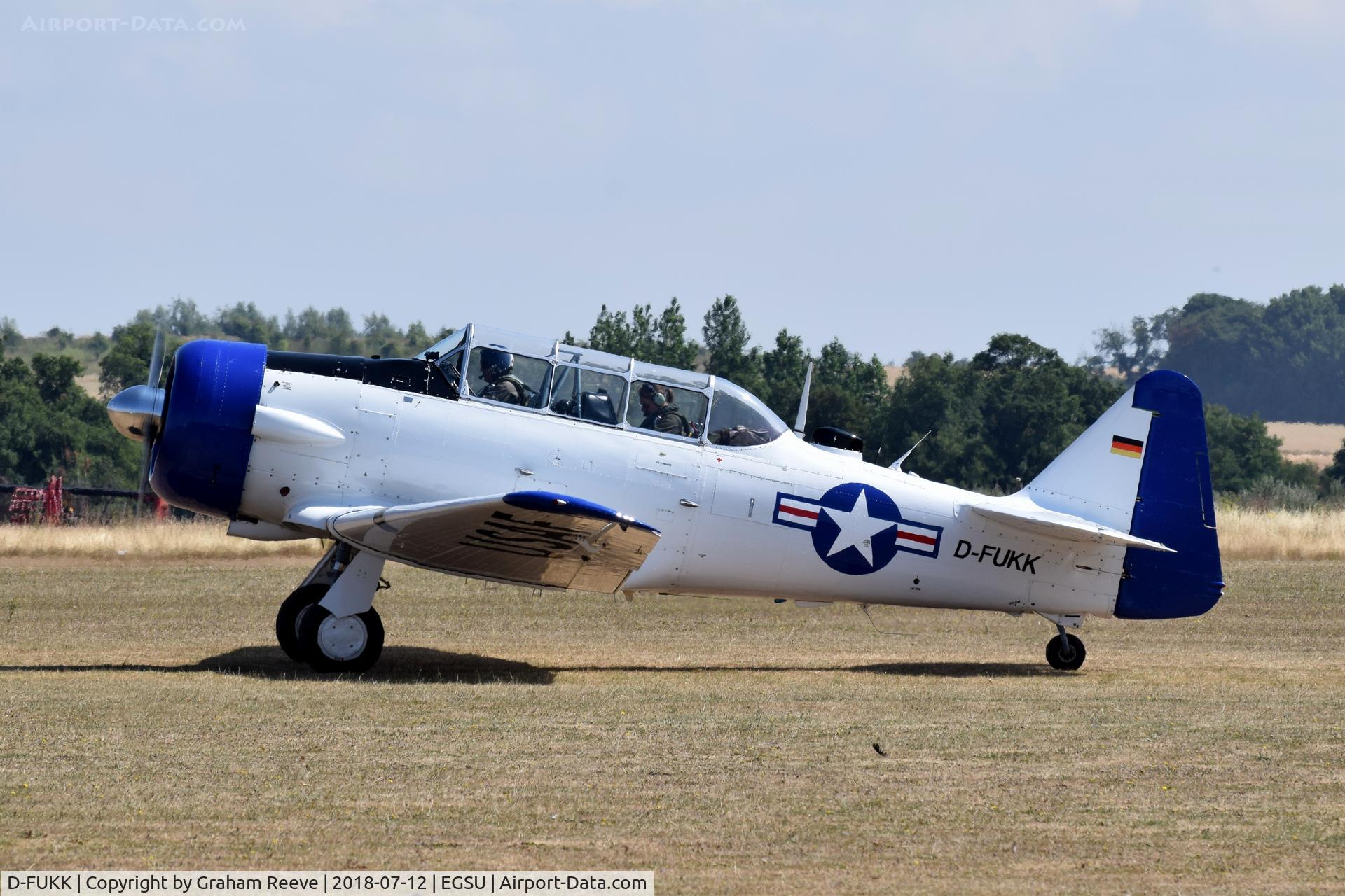 D-FUKK, Canadian Car & Foundry T-6 Harvard Mk4 C/N CCF4-046, About to depart from Duxford.