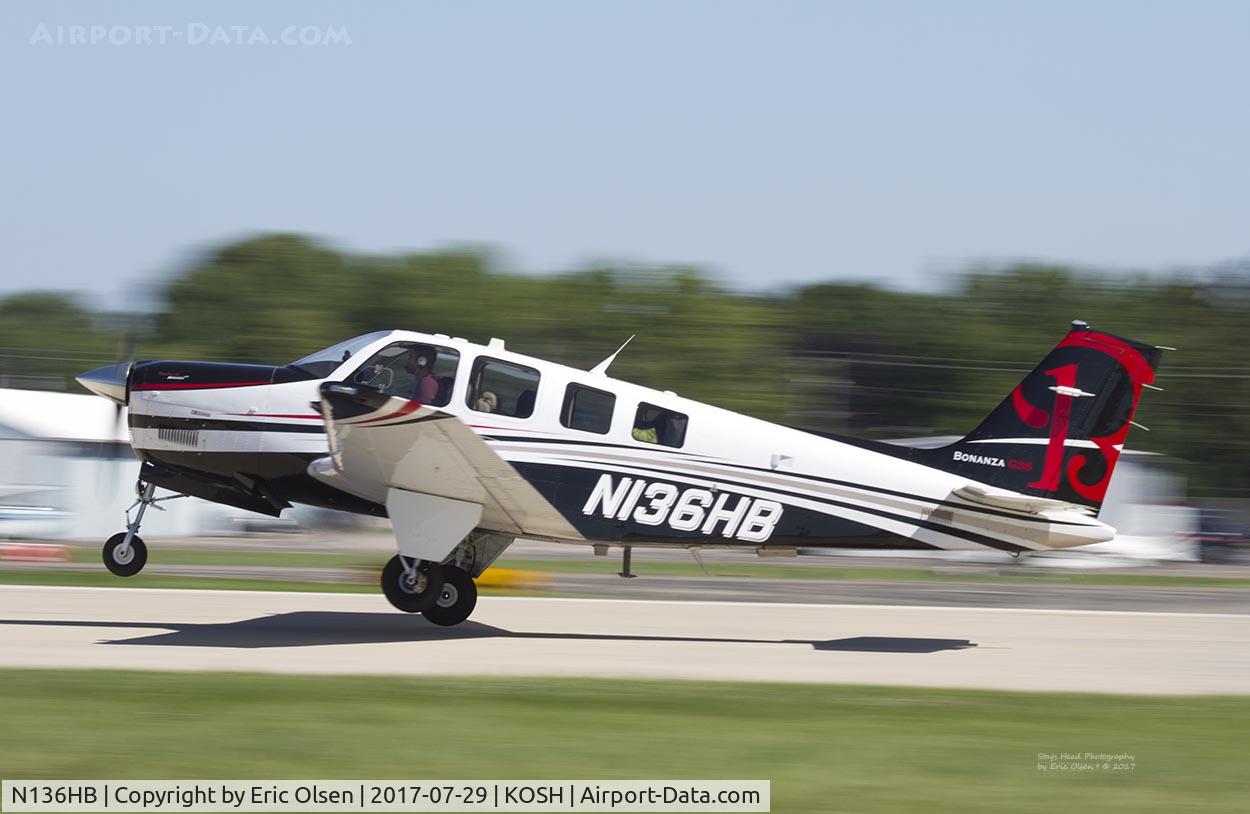 N136HB, Hawker Beechcraft Corp G36 Bonanza C/N E-3946, G36 departing Oshkosh
