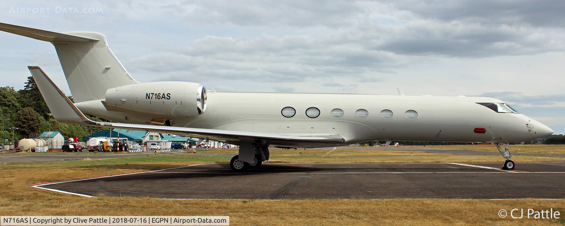 N716AS, 2002 Gulfstream Aerospace Gulfstream V C/N 687, Parked at Dundee for the 2018 British Open Golf Championships at nearby Carnoustie.