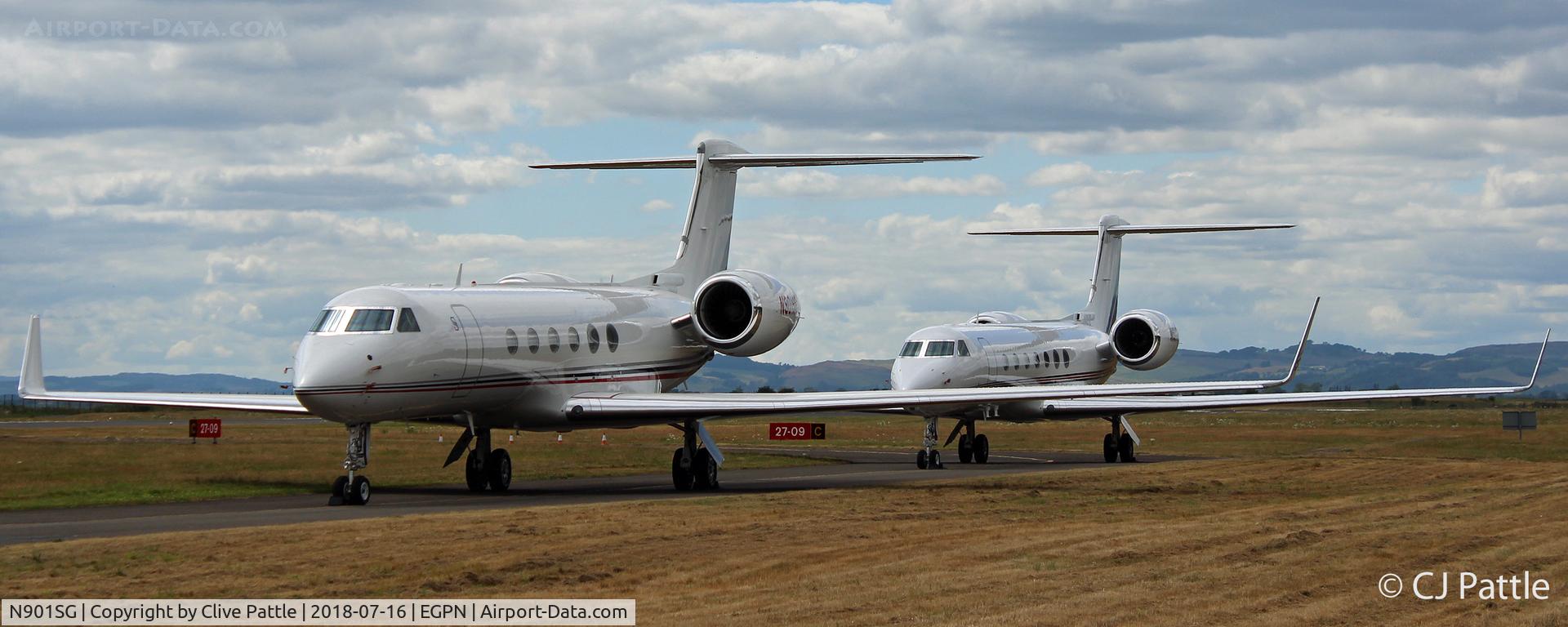 N901SG, 2009 Hawker Beechcraft 4000 C/N RC-29, Parked at Dundee for the 2018 British Open Golf Championships at nearby Carnoustie. N517QS in the rear.
