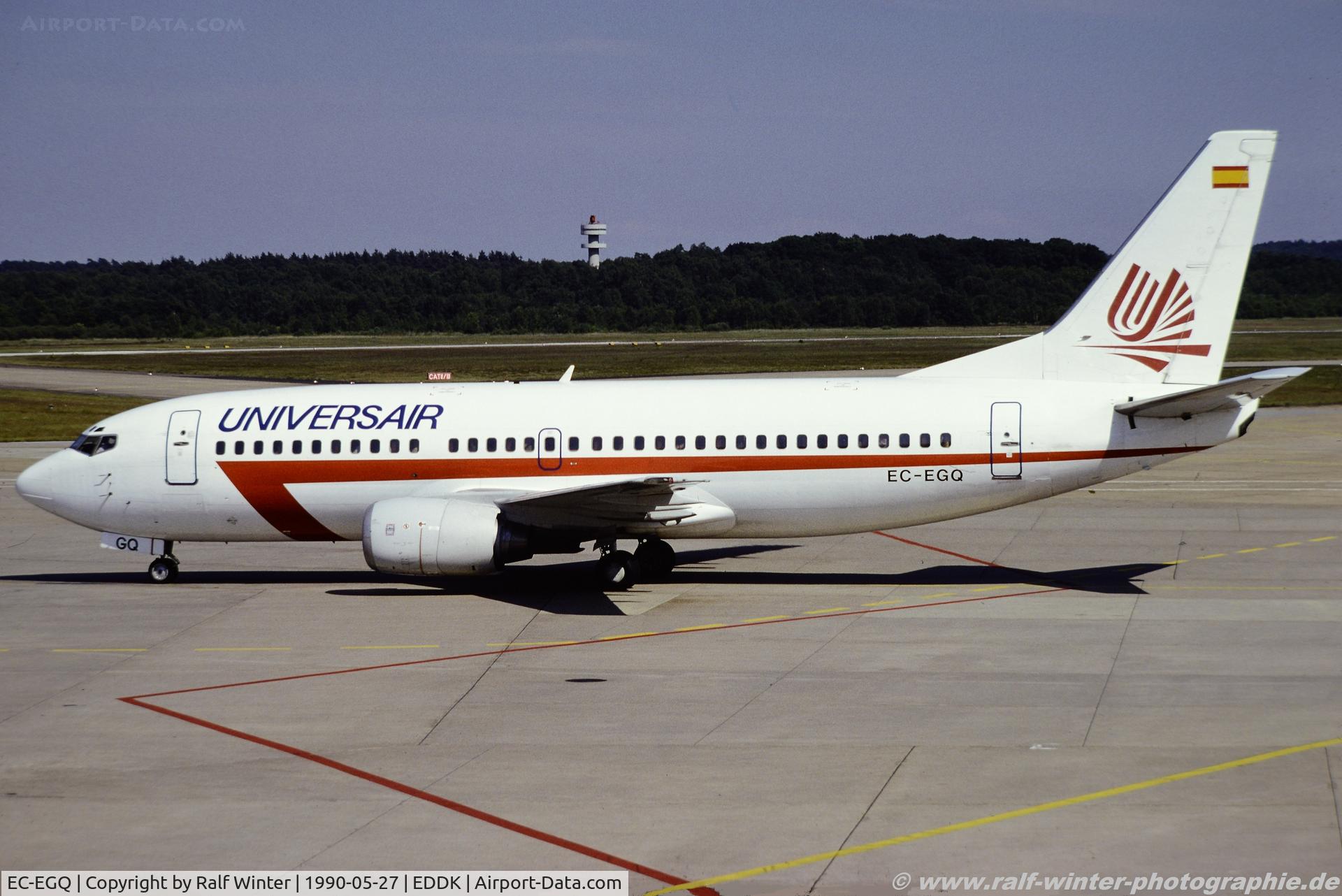 EC-EGQ, 1986 Boeing 737-3Q8 C/N 23506, Boeing 737-3Q8 - UN UNA Universair ex. EC-117 - 23506 -  EC-EGQ - 27.05.1990 - CGN