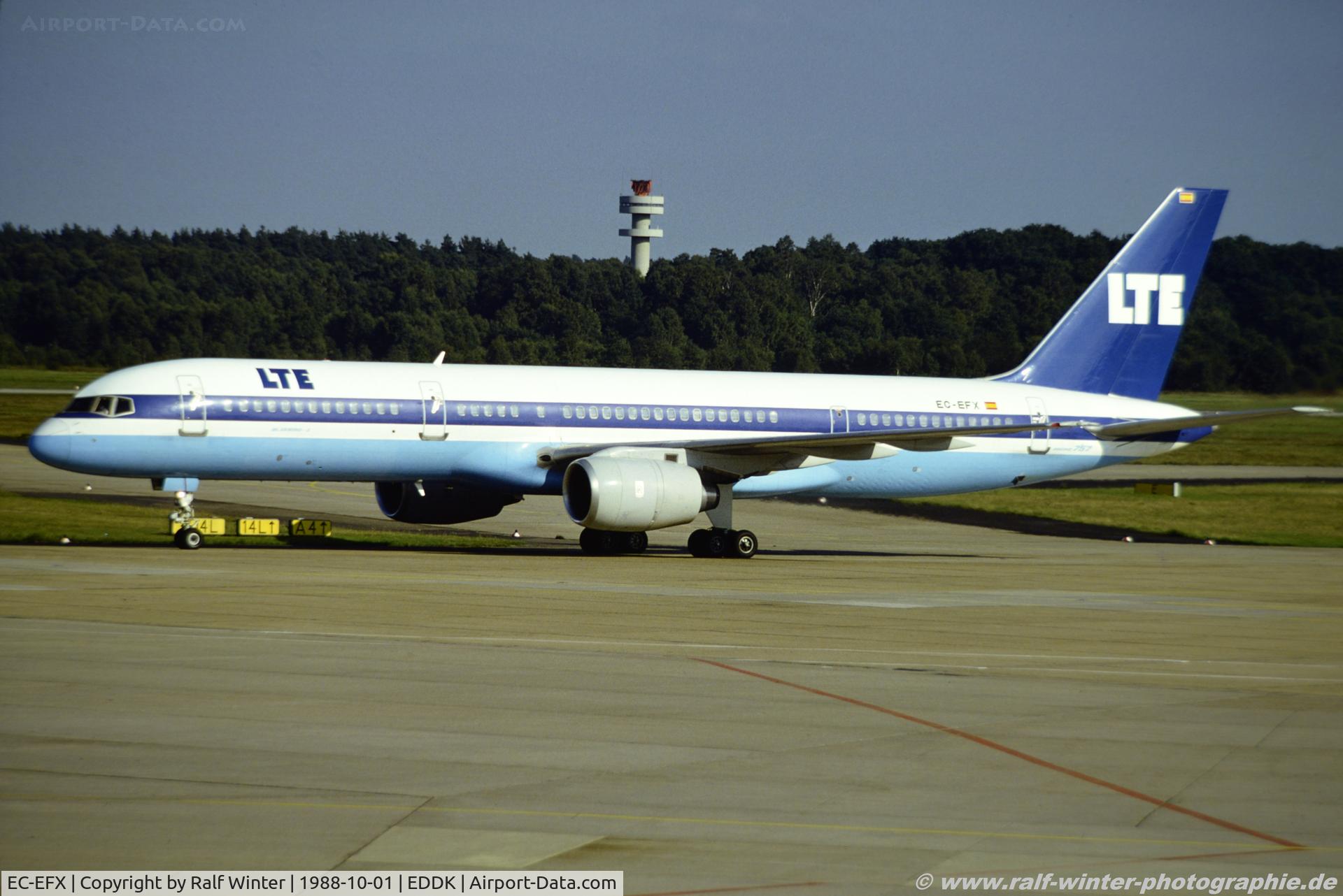 EC-EFX, 1984 Boeing 757-2G5 C/N 23118, Boeing 757-2G5 - XO LTE LTE International Airways 'Blubird I' - 23118 - EC-EFX - 01.10.1988 - CGN