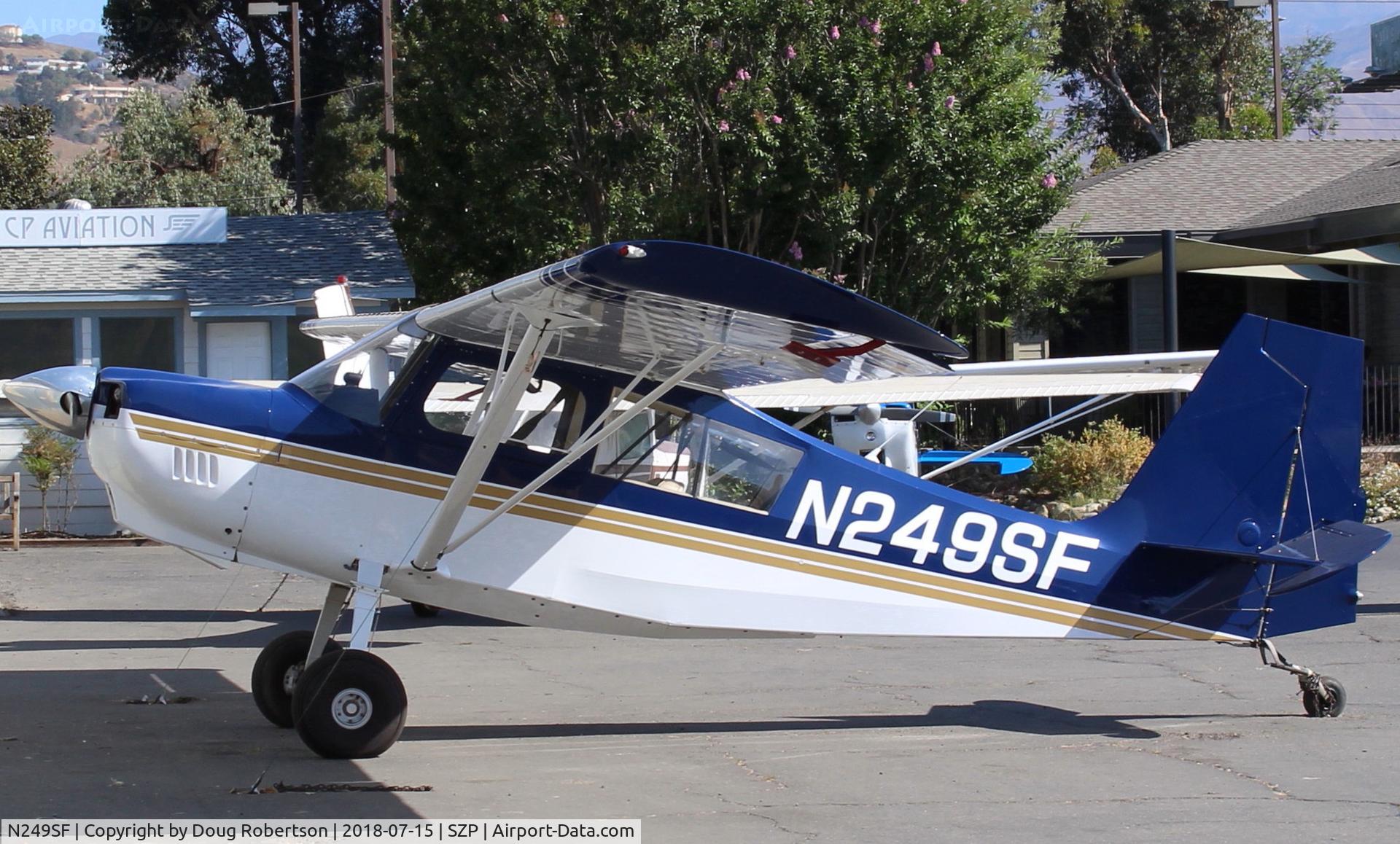 N249SF, 2000 American Champion 8GCBC Scout C/N 418-2000, 2000 American Champion 8GCBC SCOUT, Lycoming O-360-C1G 180 Hp, wing Micro vortex generators and wing aileron spades (in red). At CP Aviation.