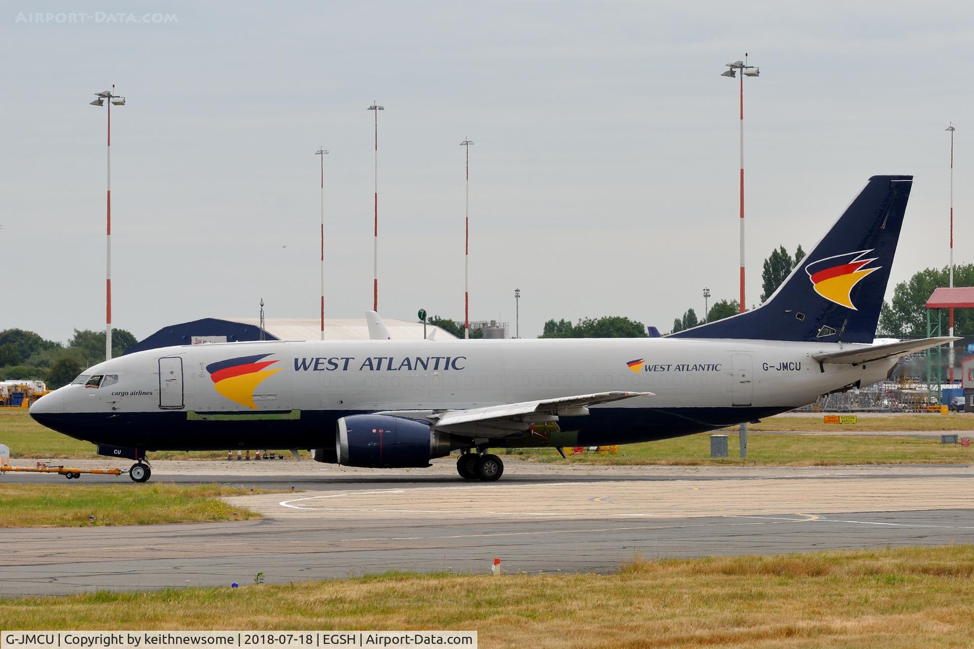 G-JMCU, 1987 Boeing 737-301(SF) C/N 23513, Towed from engineering to engine test area.