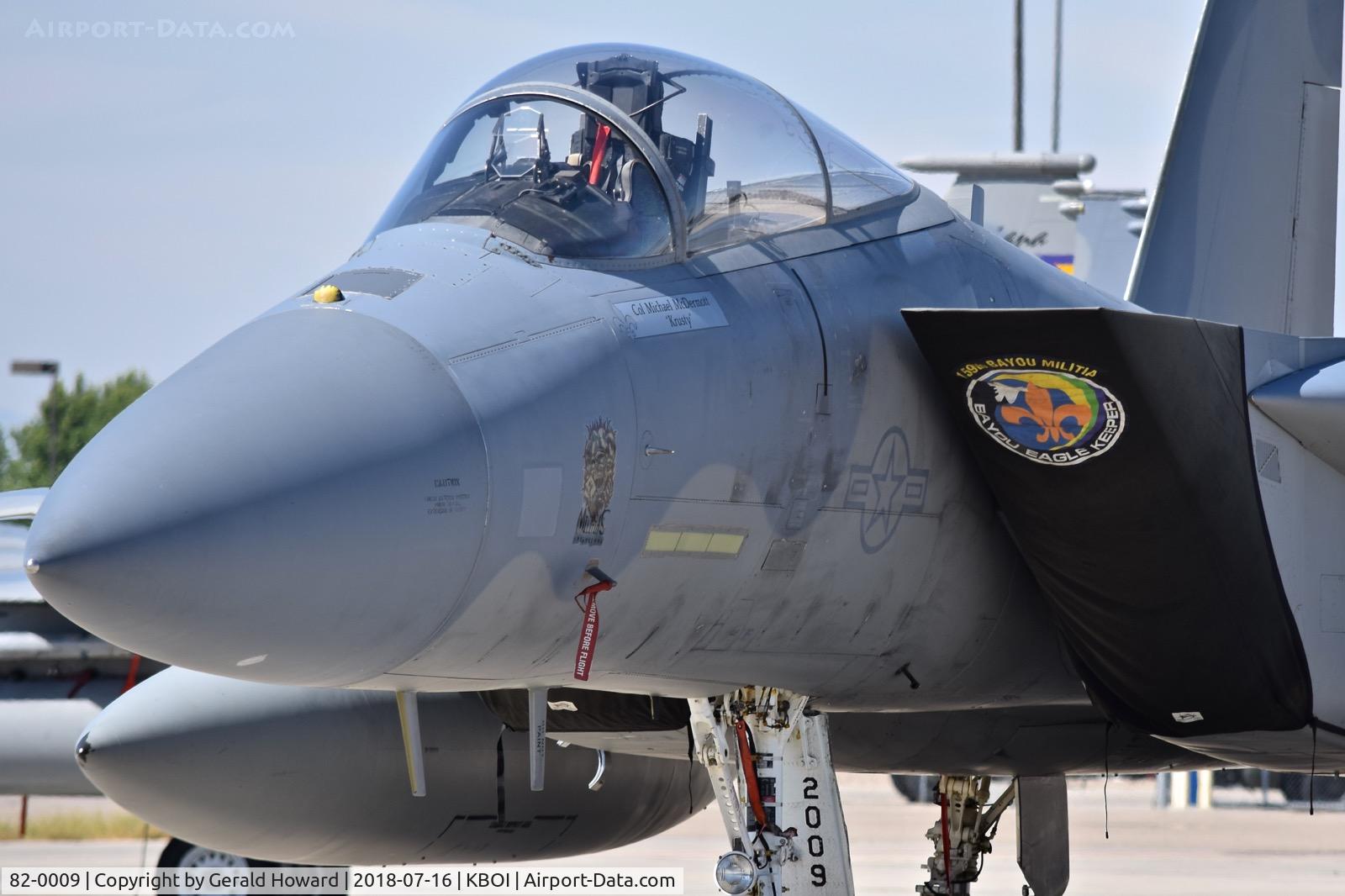 82-0009, 1982 McDonnell Douglas F-15C Eagle C/N 0820/C240, Parked on the Idaho ANG ramp. 122nd Fighter Sq. 