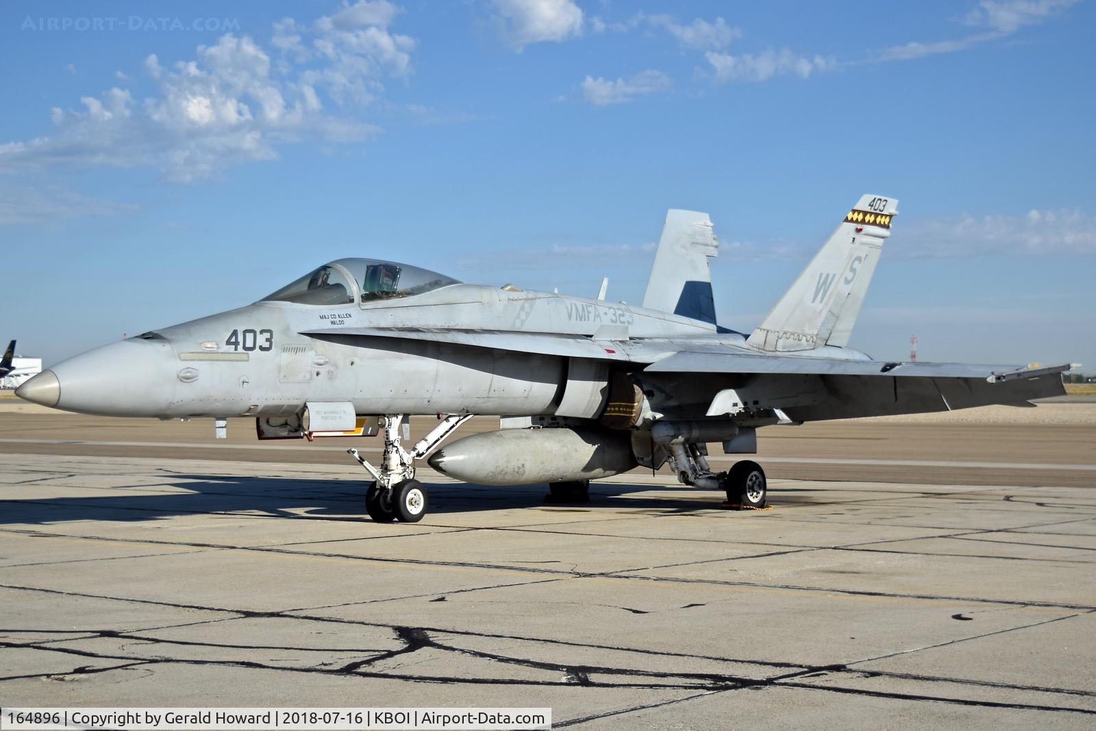 164896, McDonnell Douglas F/A-18C Hornet C/N 1228/C357, Parked on the south GA ramp. VMFA-323 “Death Rattlers”, 3rd MAW, MAG-11, MCAS Miramar.