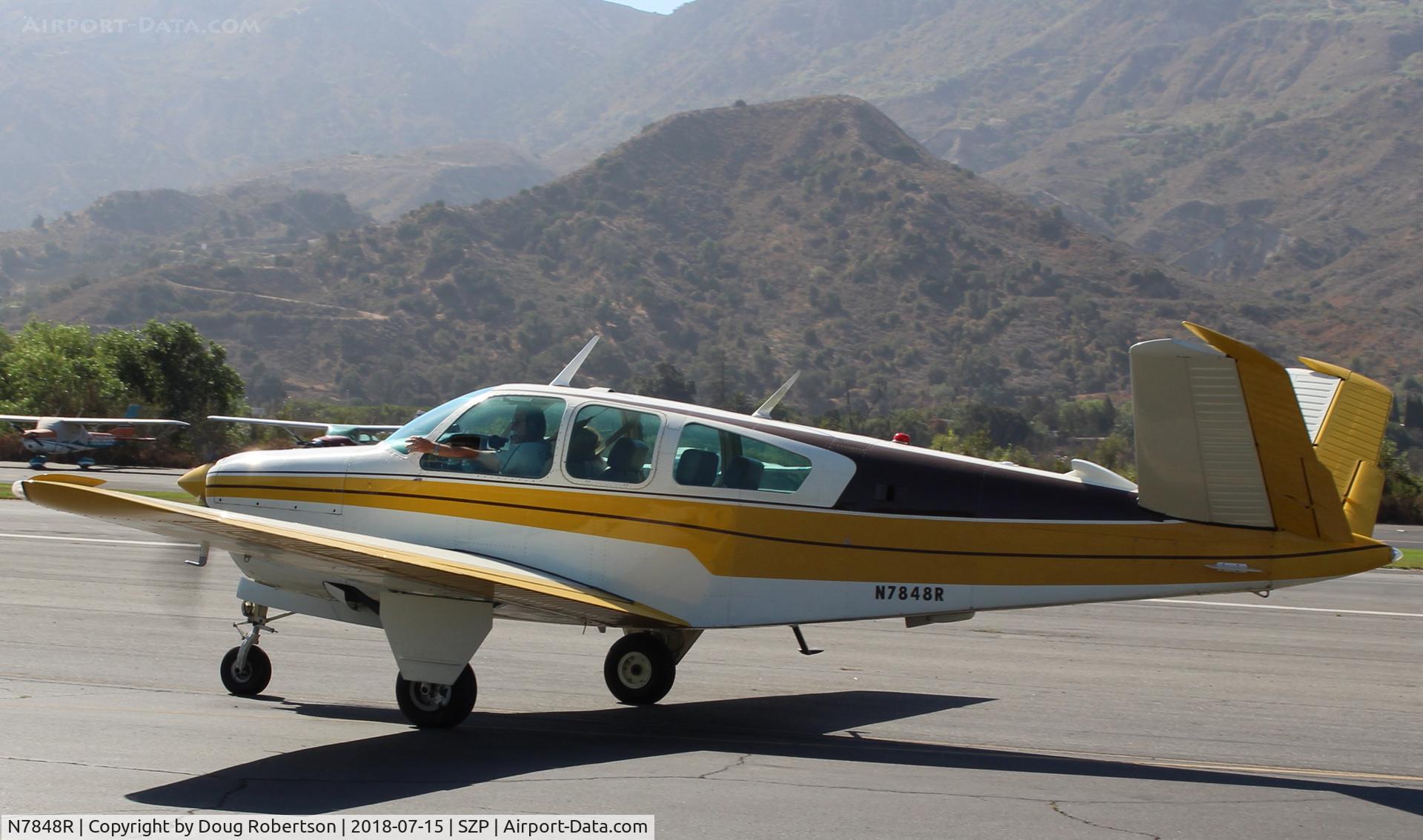 N7848R, 1968 Beech V35A Bonanza C/N D-8904, 1968 Beech V35A BONANZA, Continental IO-550 300 Hp upgrade by STC, taxi from hangar to Rwy 22