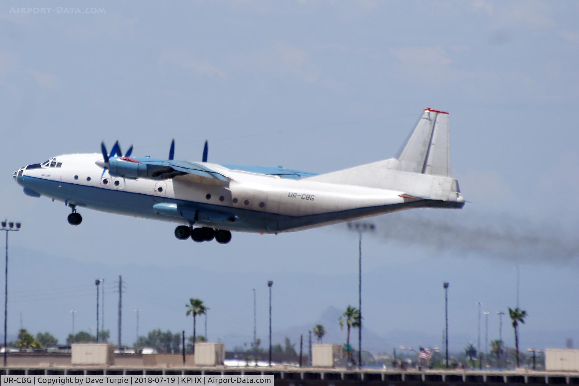UR-CBG, 1966 Antonov An-12BK C/N 6343705, Check out the dirt it leaves behind.  It's like a crop duster.