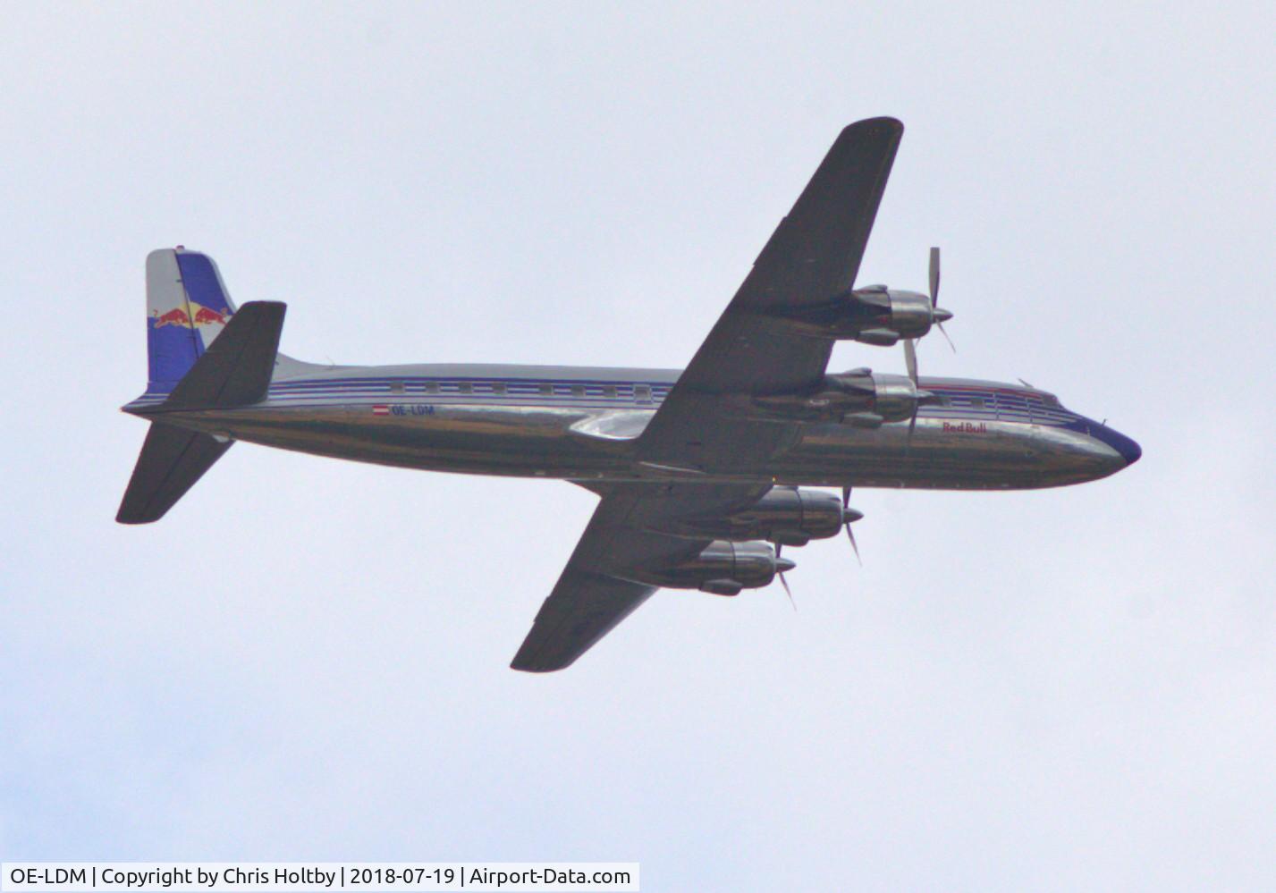 OE-LDM, 1958 Douglas DC-6B C/N 45563, Pleasing flypast in Essendon, Herts