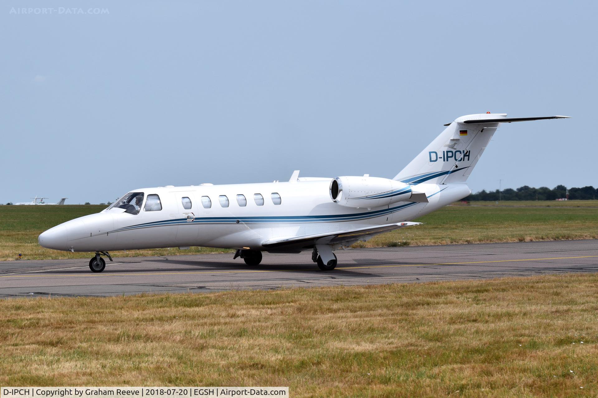 D-IPCH, 2007 Cessna 525A CitationJet CJ2+ C/N 525A-0347, Just landed at Norwich.